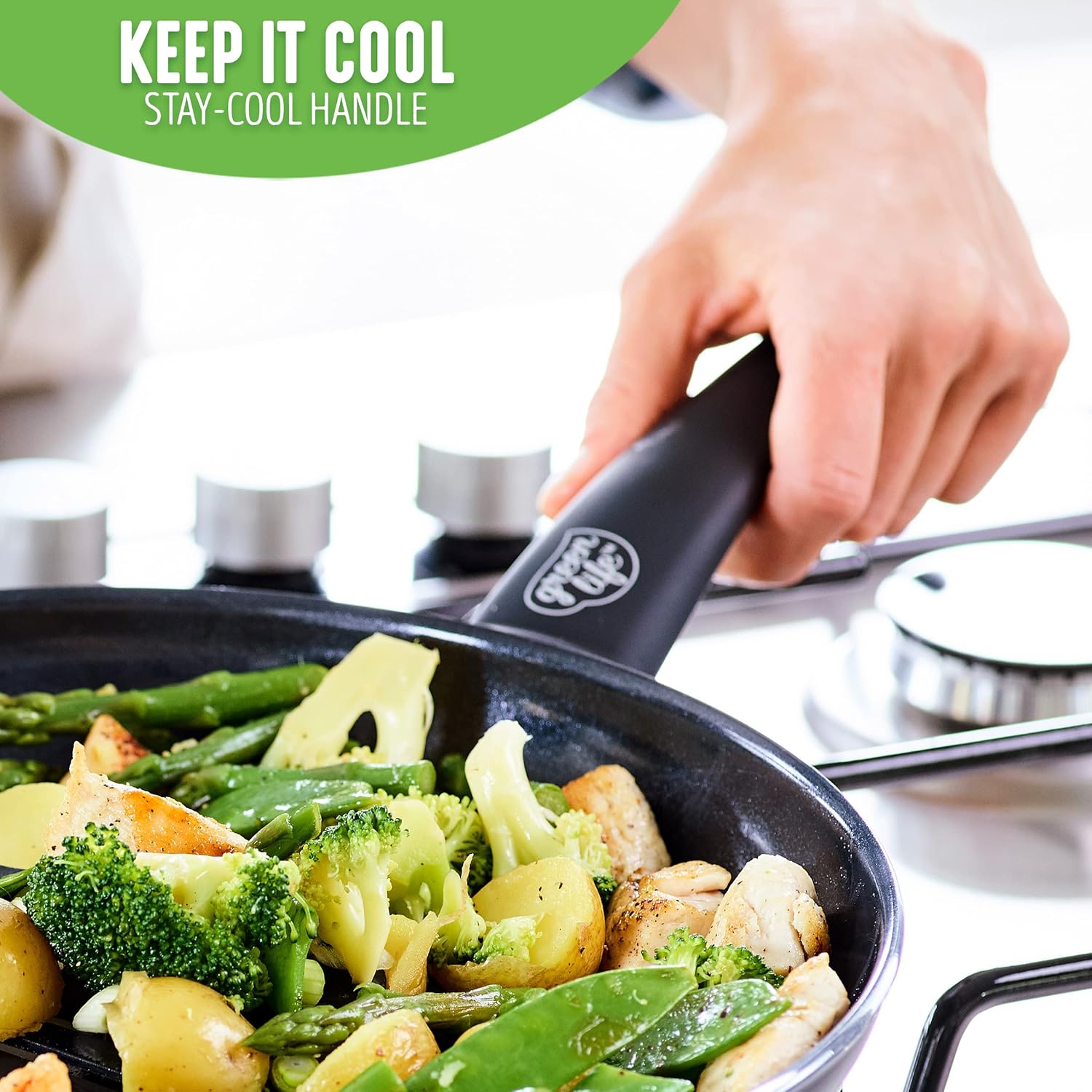 GreenLife Soft Grip 16-teiliges Antihaft-Keramik-Kochgeschirr-Set, bestehend aus Bratpfanne, Stielkasserolle und Topf, PFAS-frei, spülmaschinenfest, ofenfest, türkis