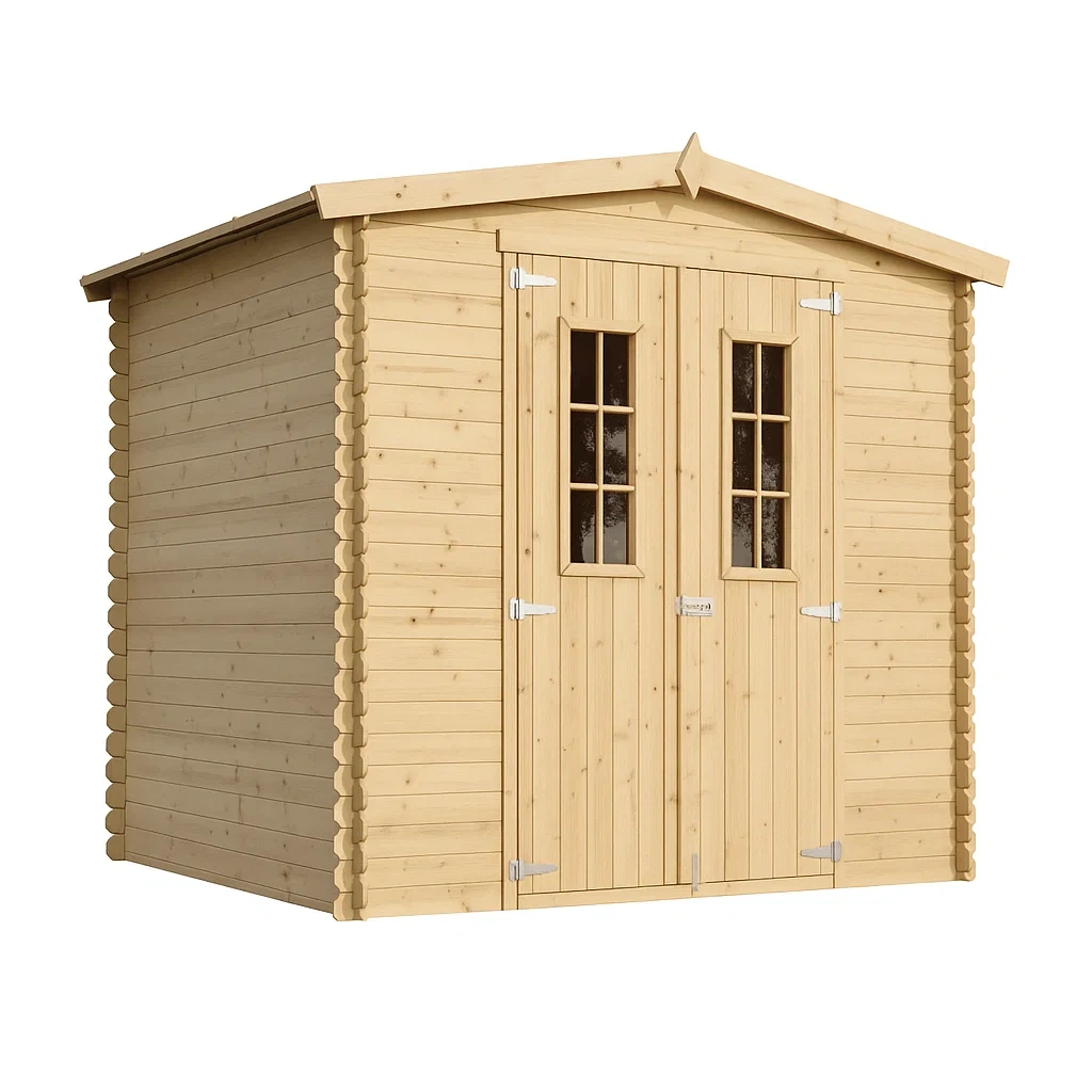 Abri de jardin en bois naturel avec portes à double vitrage, 4,61 m² - krQLhgF146VM