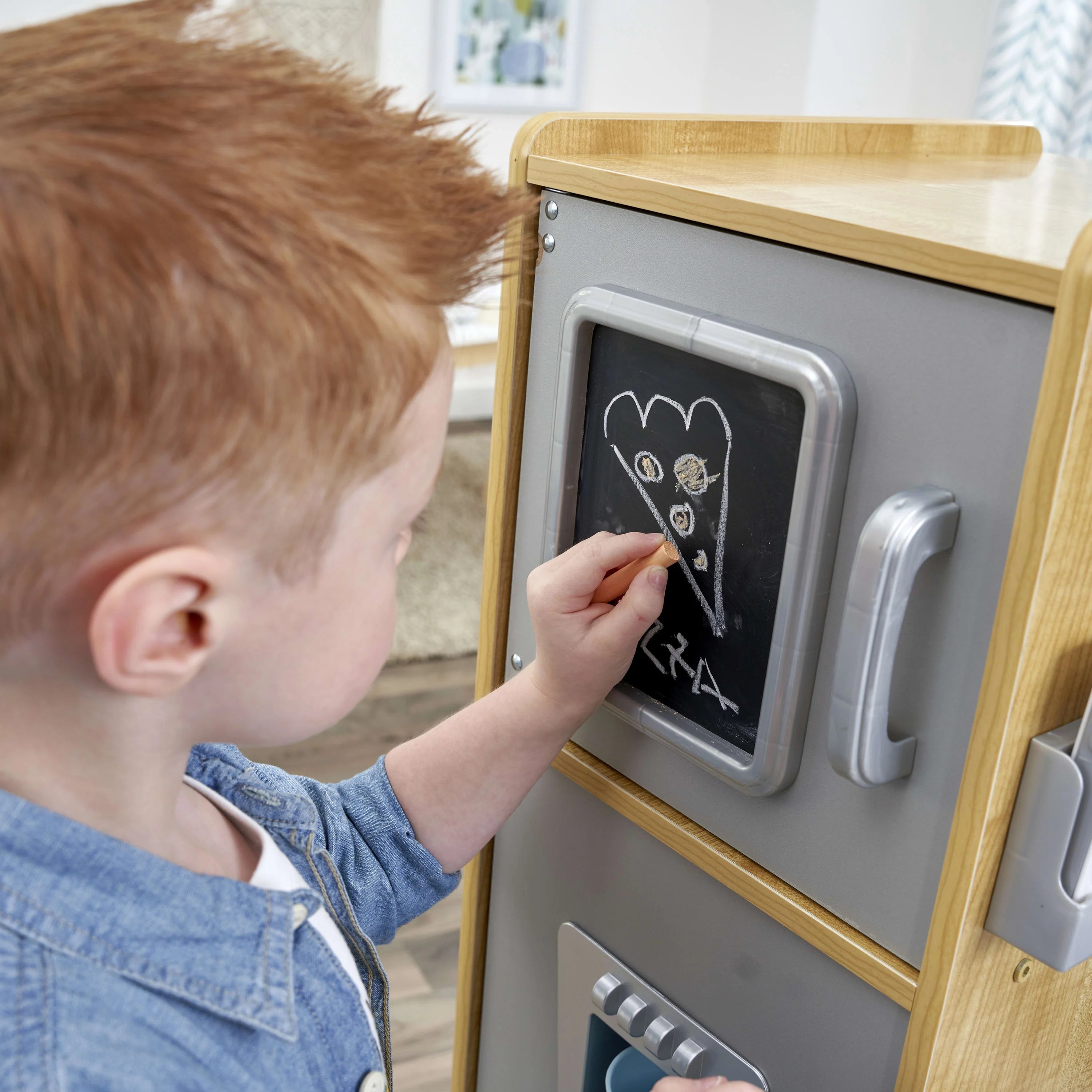 KidKraft Uptown Natur-Spielküche mit Kreidetafel und Handtuchhalter