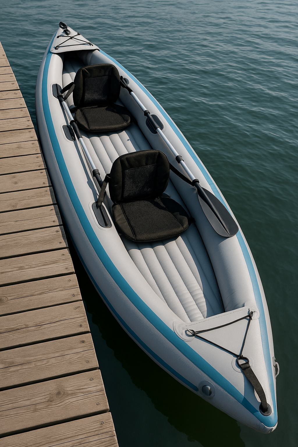 Kayak gonflable en PVC bleu-gris, idéal pour les lacs et la mer, dimensions : 376 x 77 x 34 cm, référence : BimUdpR501QP