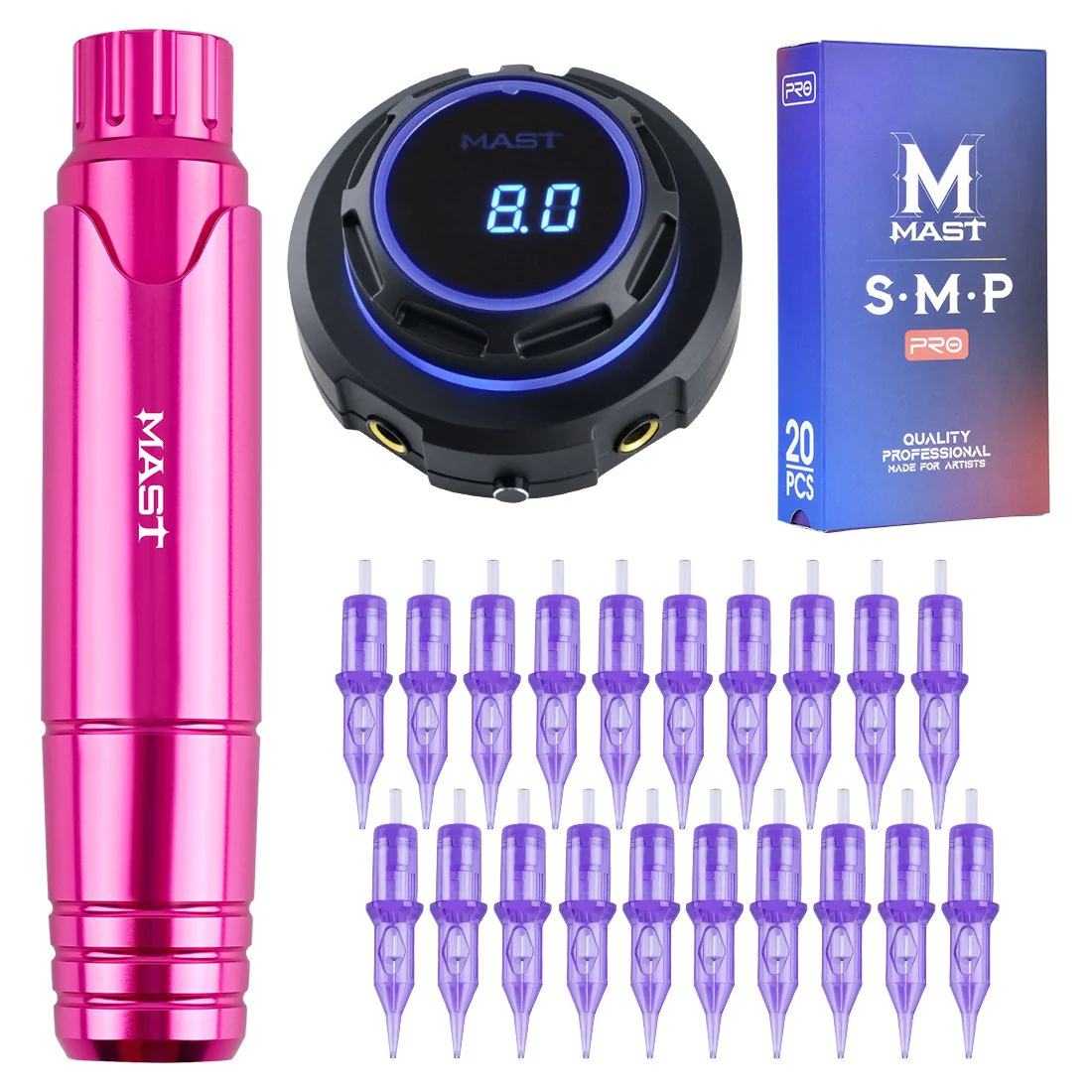 Mast P10 tatoveringsmaskinesæt med Halo strømforsyning – SMP