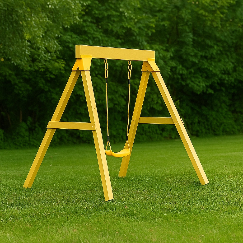Balançoire de jardin, structure et assise en bois jaune, en bois massif, adaptée à un usage extérieur, 180 x 150 x 210 cm - BOSvBOC182Xs