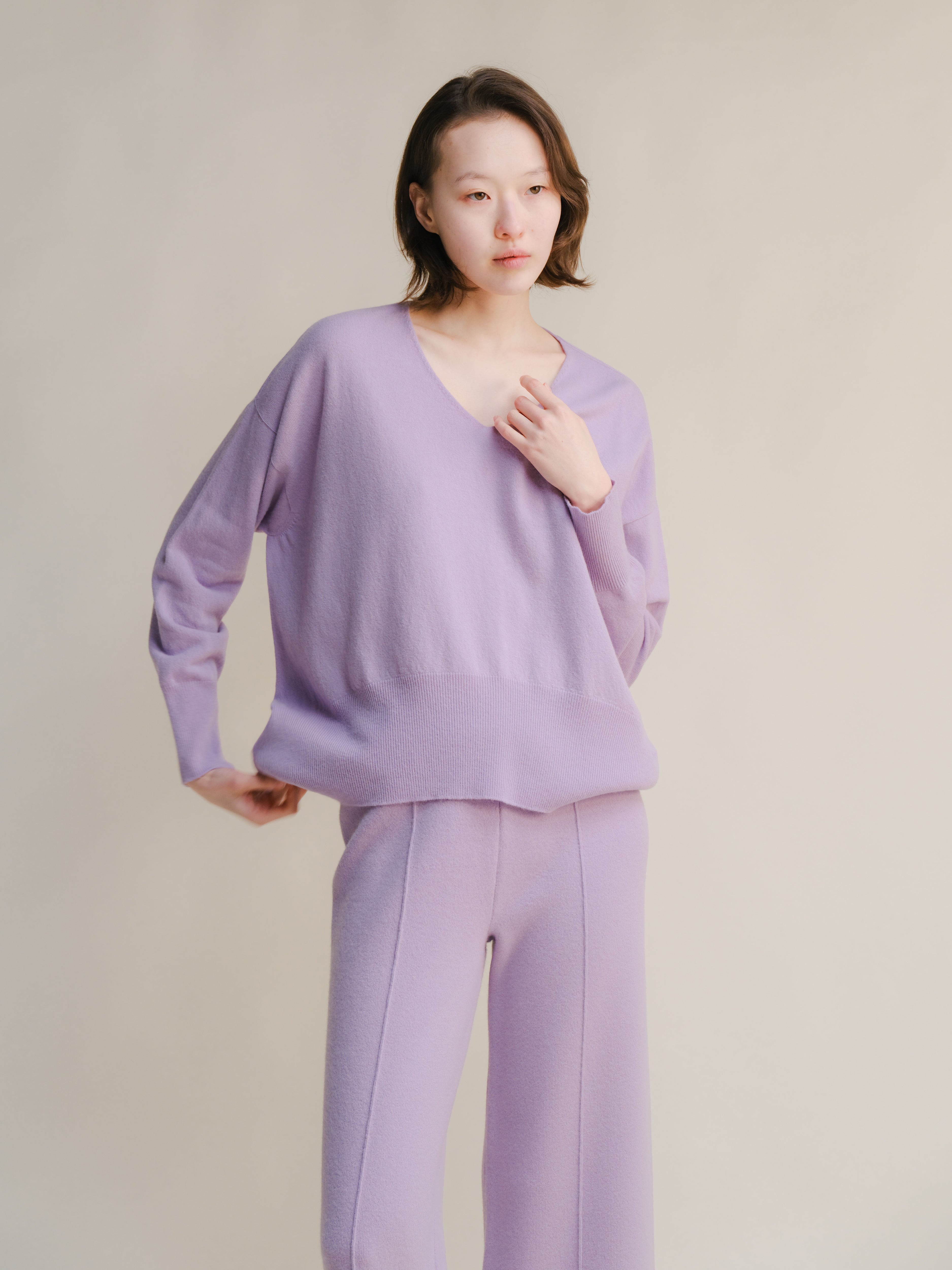 Wool & Cashmere Mix Maxi V-Neck Sweater