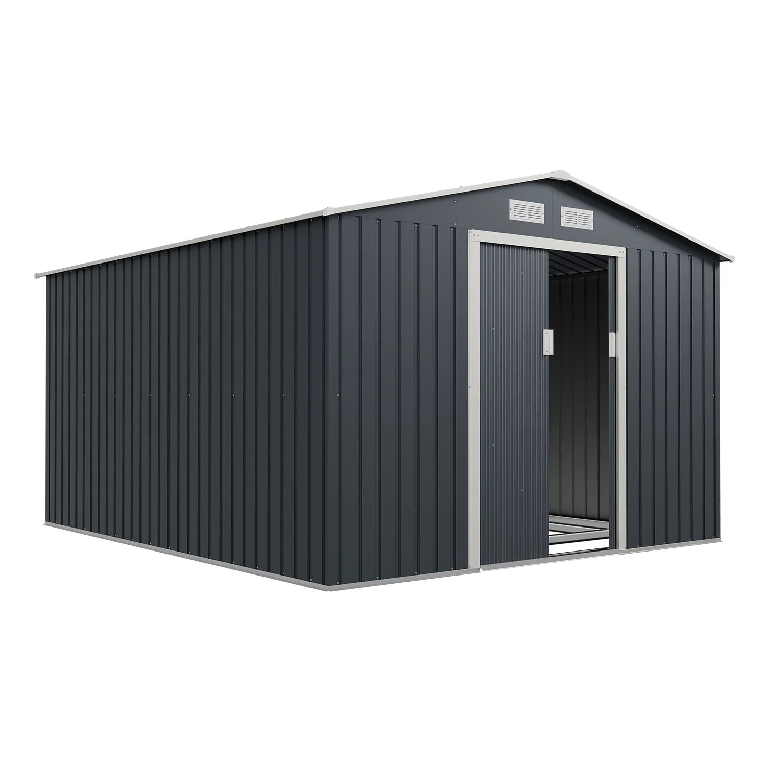 Abri de jardin en métal vert foncé 2025, modèle M avec toit incliné