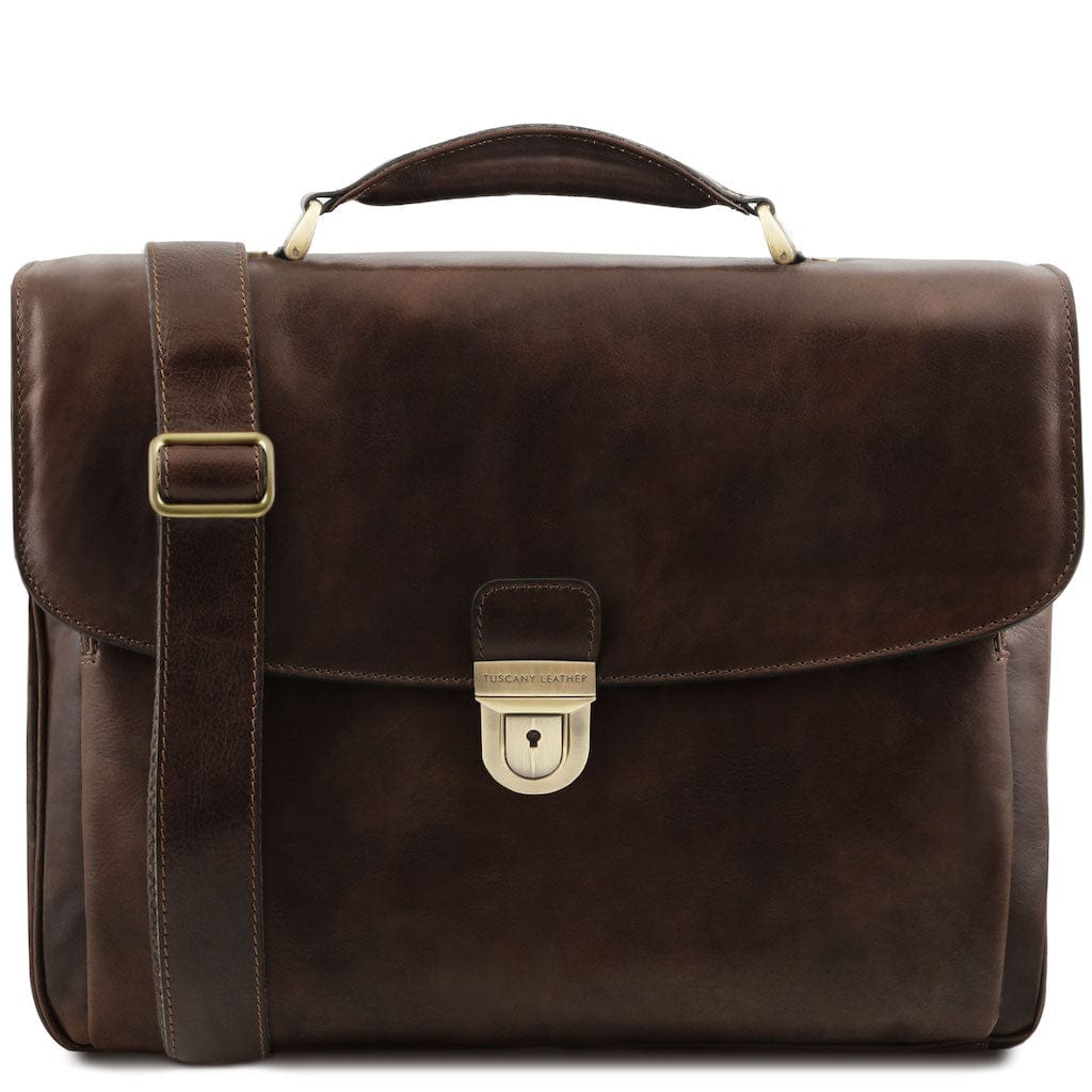 Alessandria - Matte leather multi compartment laptop briefcase | TL142067