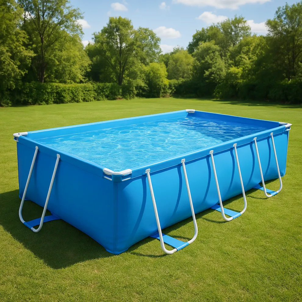 Piscine tubulaire rectangulaire, Oui, PVC, Acier, Extérieur, Jardin, Terrasse, 549 x 274 x 122 cm, Bleu YVZaGbq651iM