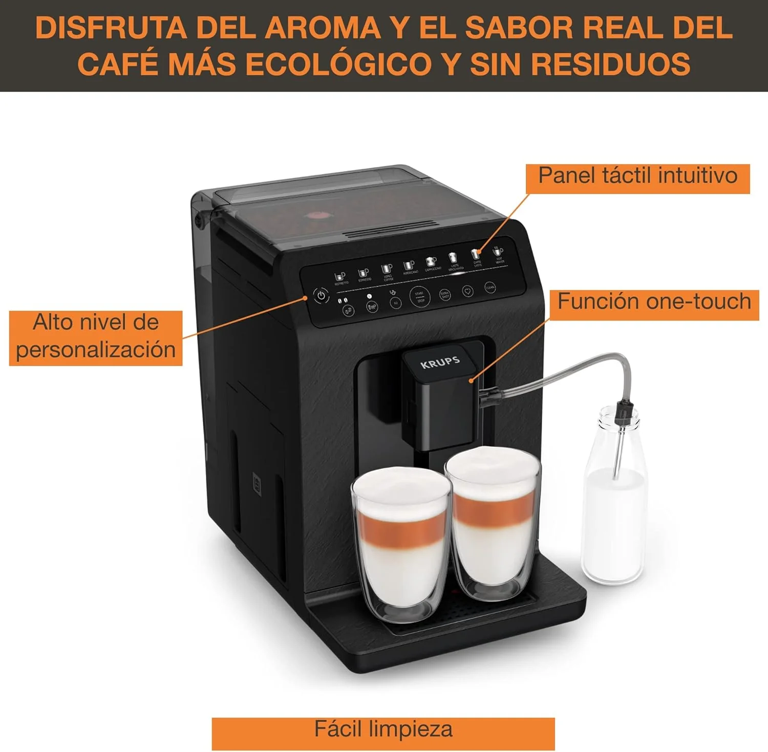 Machine à café super-automatique Krups Evidence Eco Design EA897B 15 bars (2025)