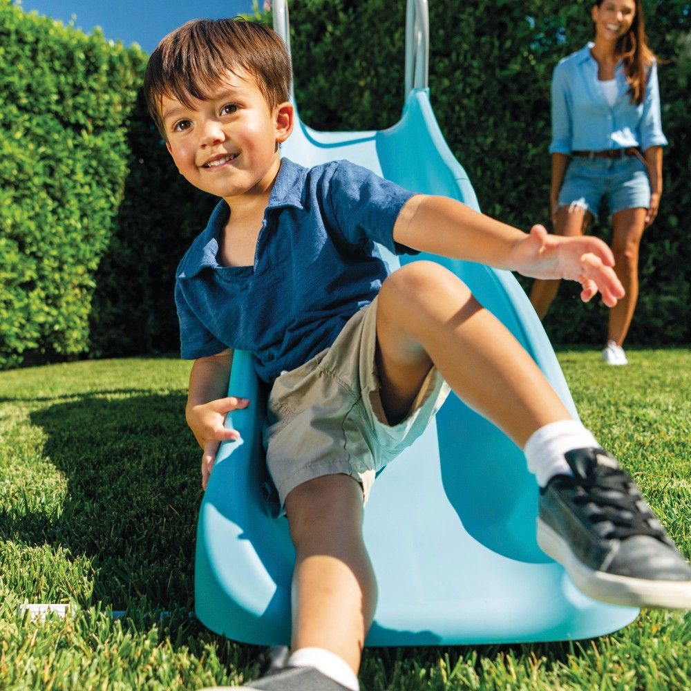 Intex Kinderrutsche 84x196x119 cm mit 2 Stufen und Stahlrahmen, geeignet für Kinder von 3-10 Jahren