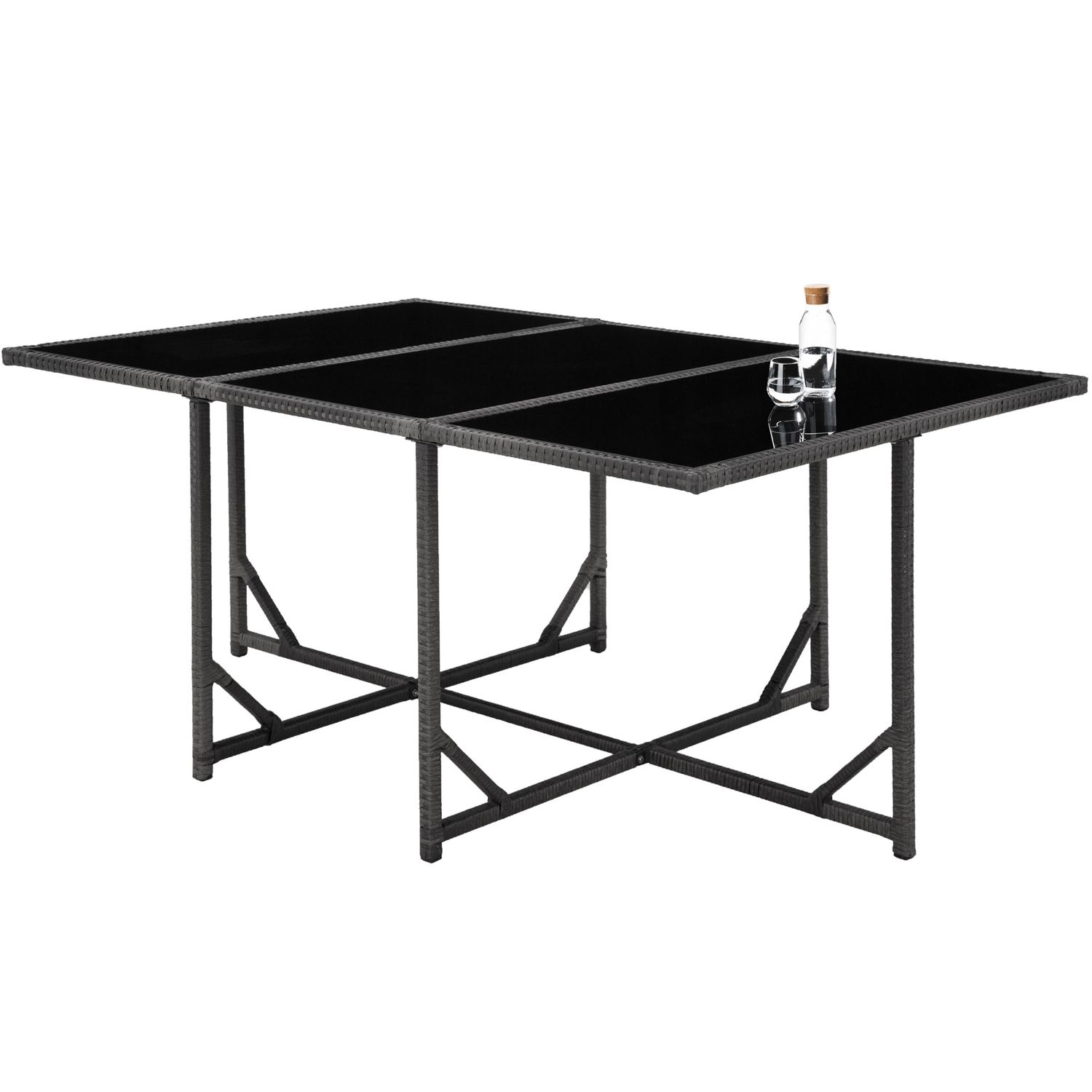 Malaga Rattan-Set 6+4+1, wasserdichte Schutzhülle - Grau