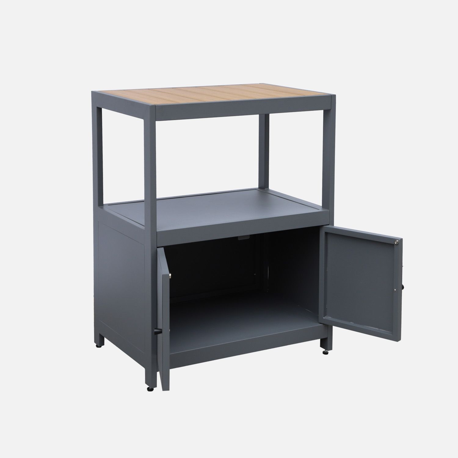 Udendørskøkken i aluminium og polywood med 2 døre, antracit