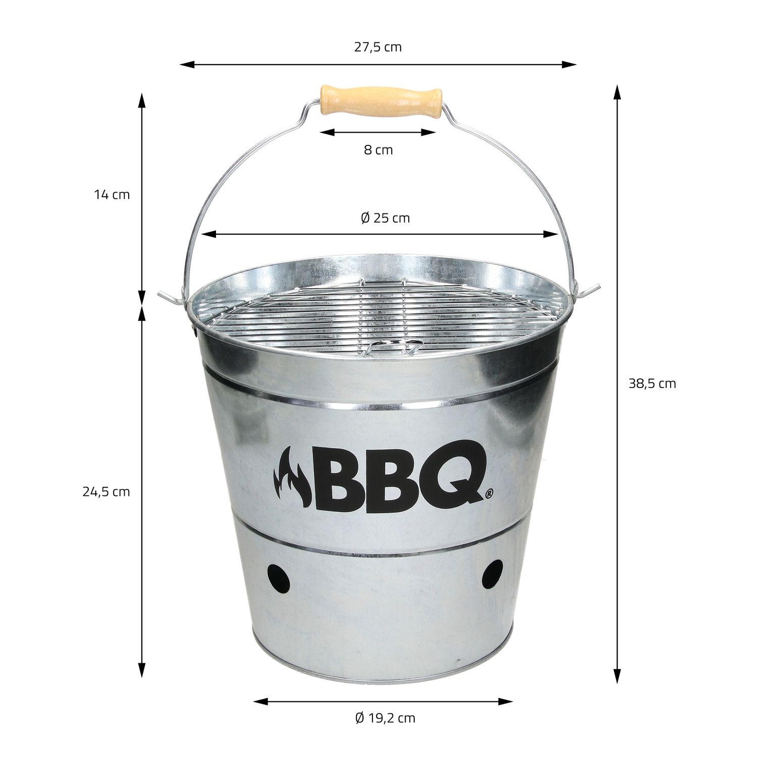 Grillwürfel mit Rost und Tragegriff Ø25cm Silber ECD Deutschland