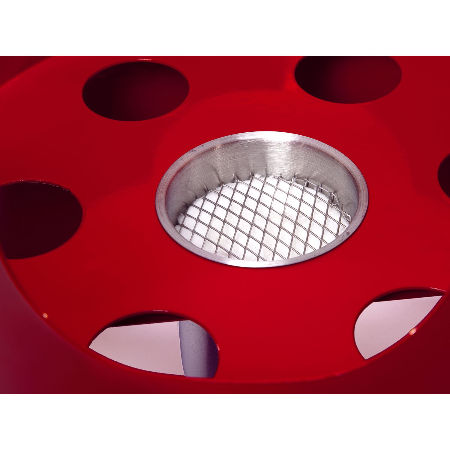 0,5-Liter-Ethanol-Grill in rotem Stahl und runder Eisengrillplatte