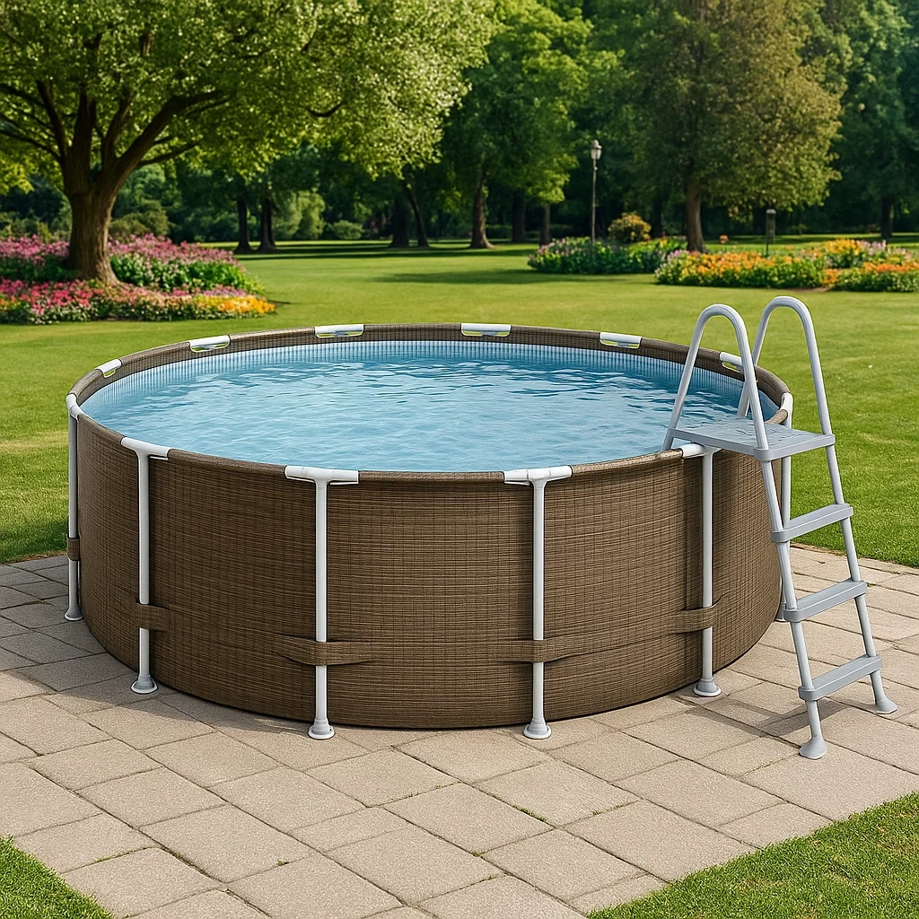 Piscine tubulaire ronde 298 x 96 cm, coloris marron/beige, avec filtre et échelle TaObItL235nI