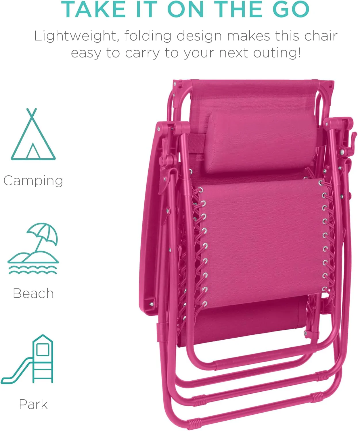 Bedste valg – Zero Gravity-lænestol til terrassen. Justerbar og foldbar udendørsstol med baldakin, nakkepude og sidebakke. Textilene – Påfugleblå