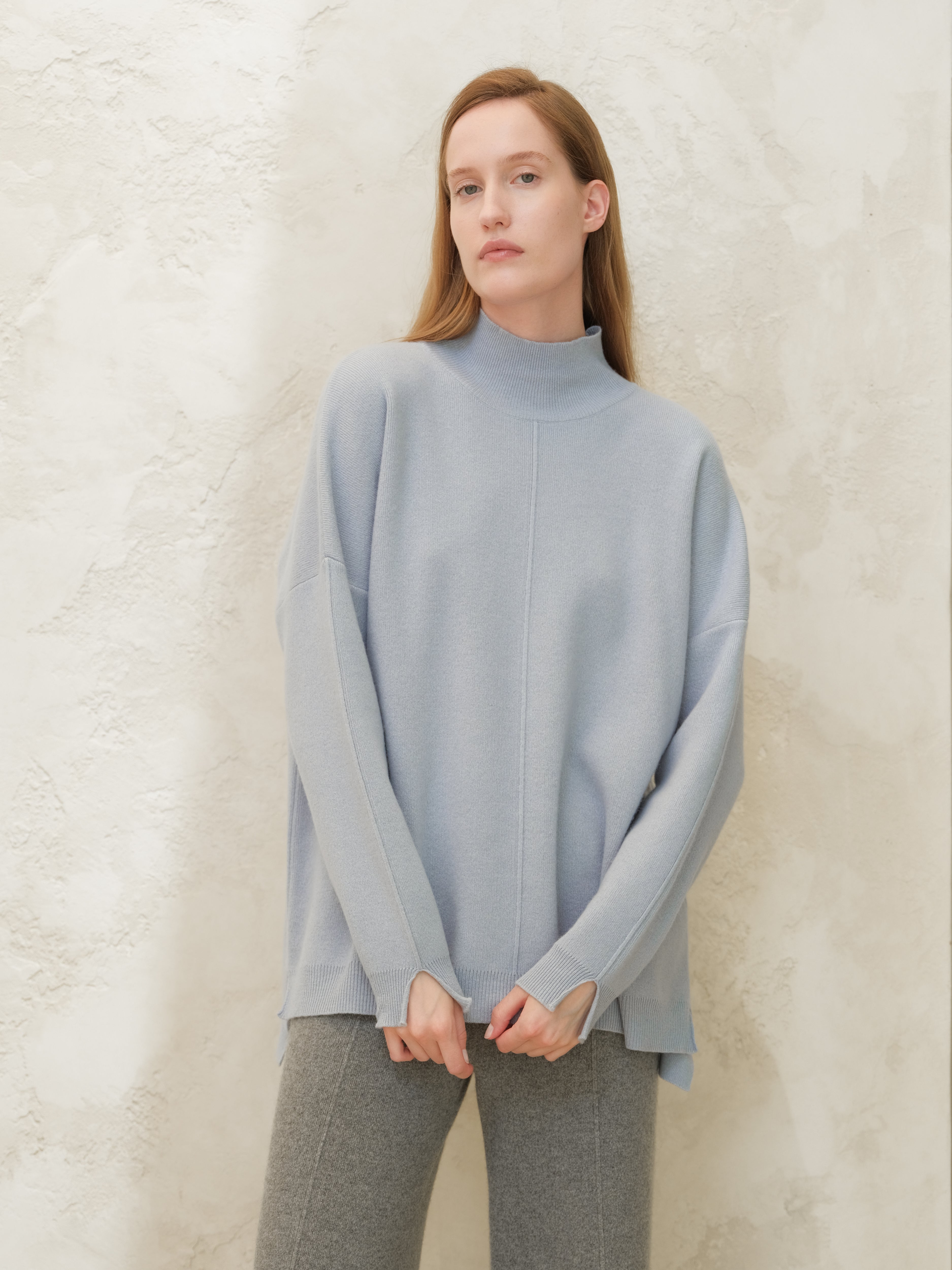 Wool & Cashmere Mix Solid Maxi Turtleneck Sweater