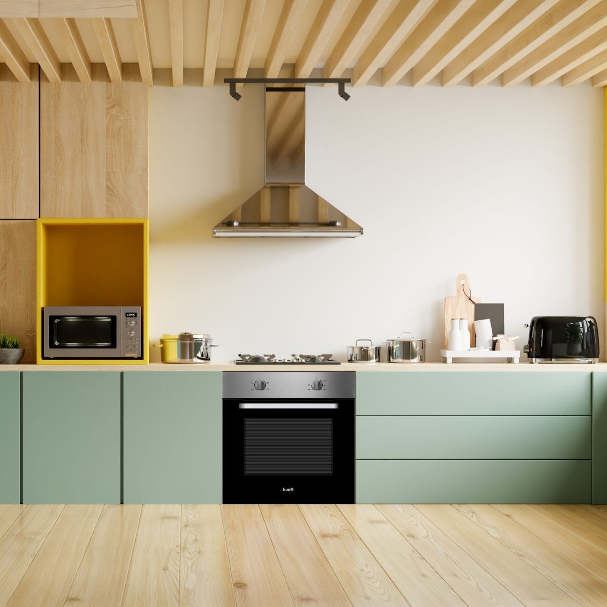 Kunft Elektrobackofen Kbio8912 2100W 70L 4 Programme A Edelstahl 59,5 cm