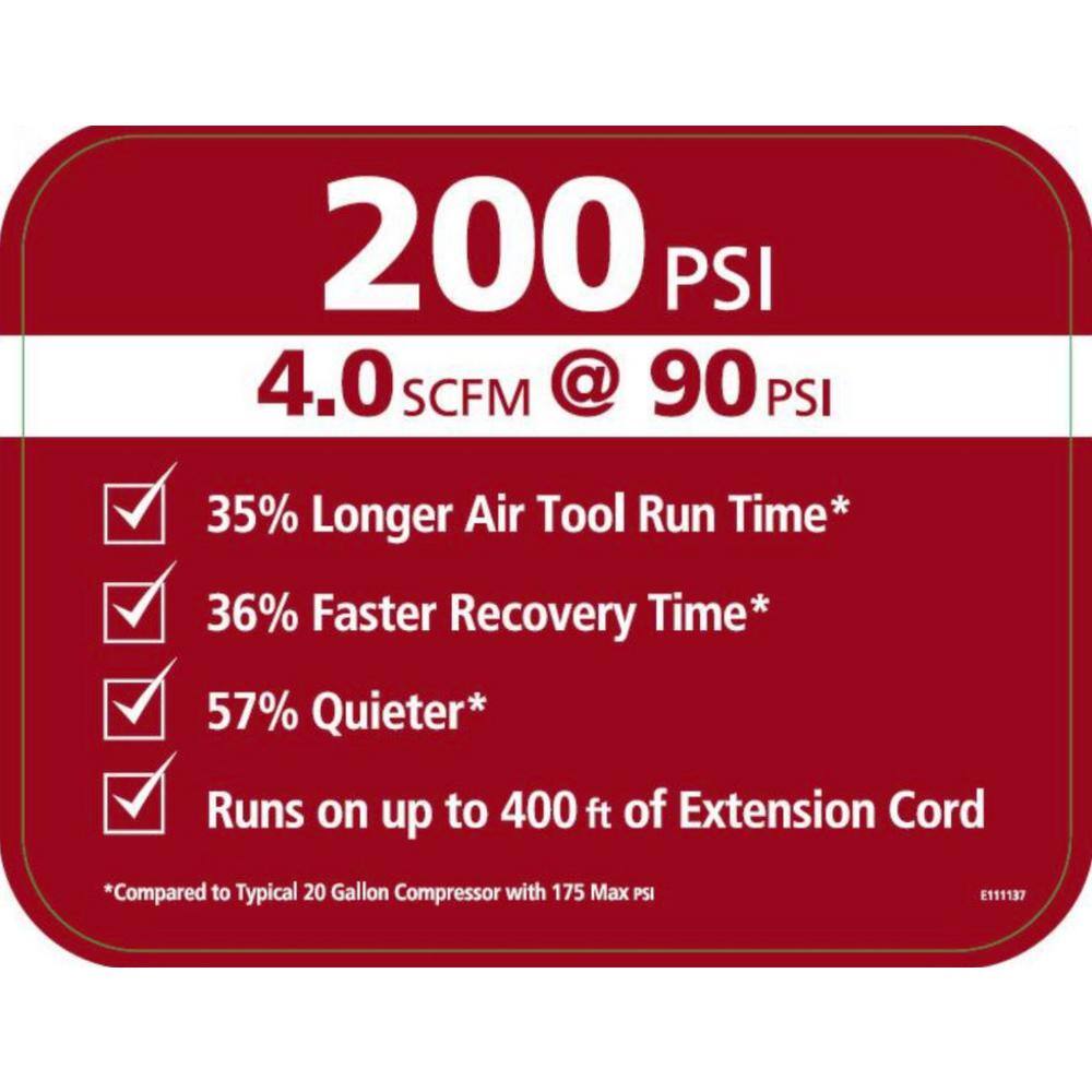 2025 Husky 20 gallon vertikal bærbar elektrisk luftkompressor. 200 PSI. Oliefri – Model C202H