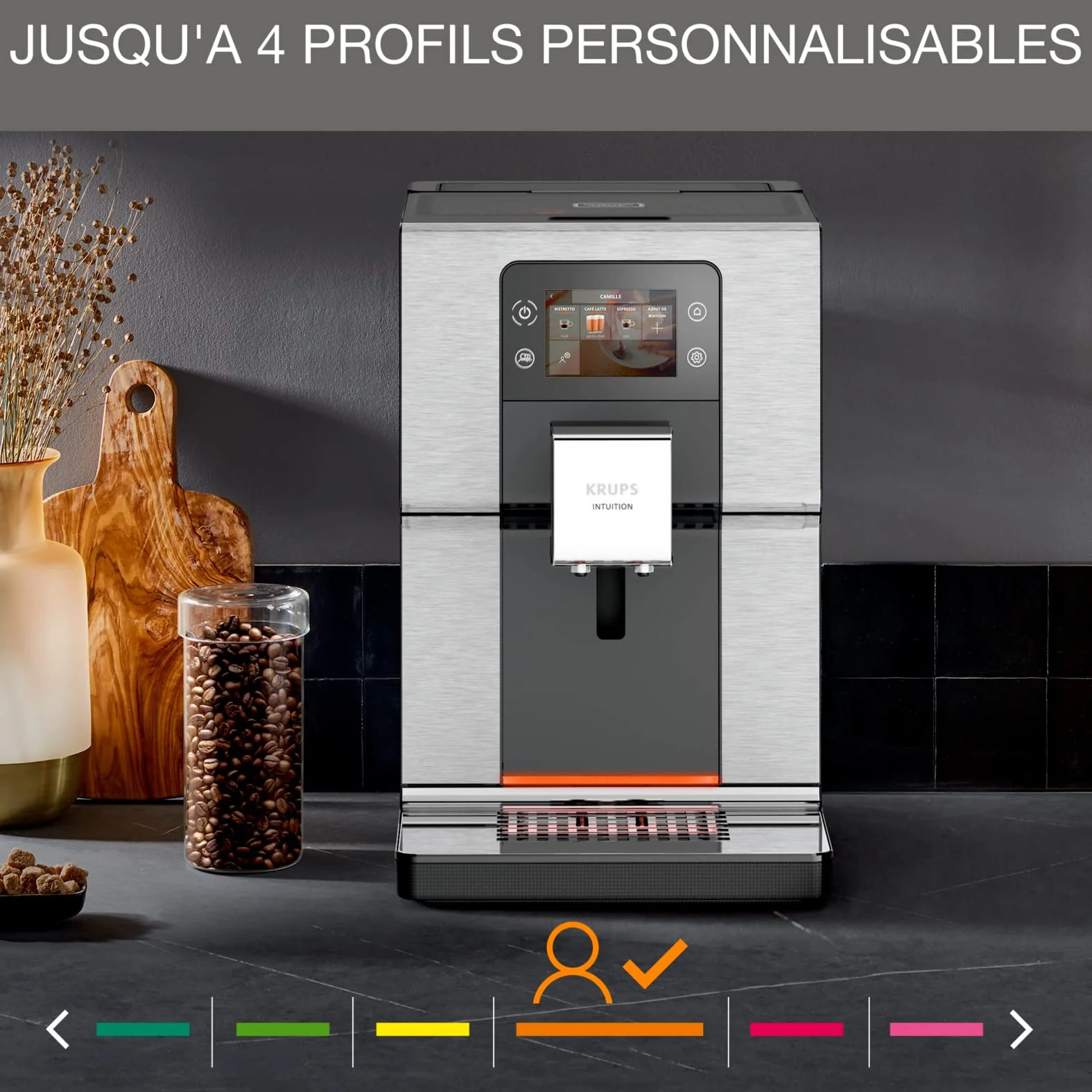 Krups Intuition Experience 2025 – Kaffeevollautomat. Farb-Touchscreen. Kontrollleuchten. 17 individuell anpassbare Getränke. Eigene Rezepte. Edelstahl.