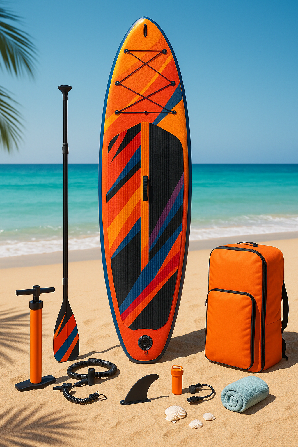 Planche de paddle gonflable, PVC orange multicolore, idéale pour la plage, 310 x 80 x 15 cm, MmHAnug532wn