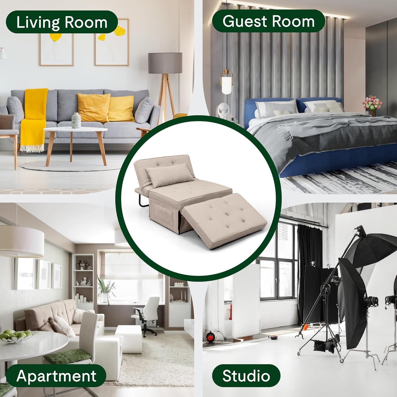 FLEXISPOT Schlafsofa, ausziehbarer Klappsessel mit Bettfunktion, Schlaffunktion, wandelbarer Schlafsessel, Belastbarkeit 300 kg, Grau