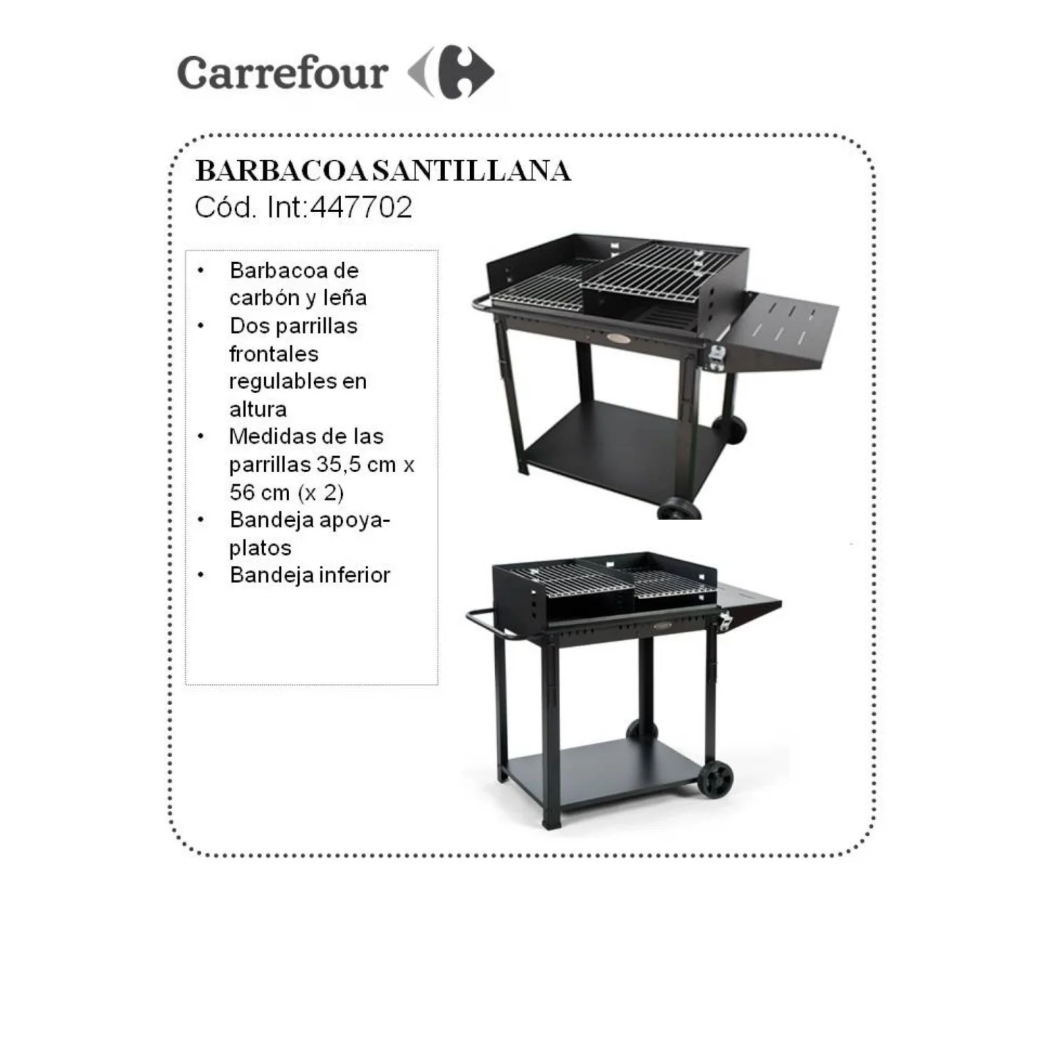 Santillana Holzkohlegrill mit zwei Frontgrills