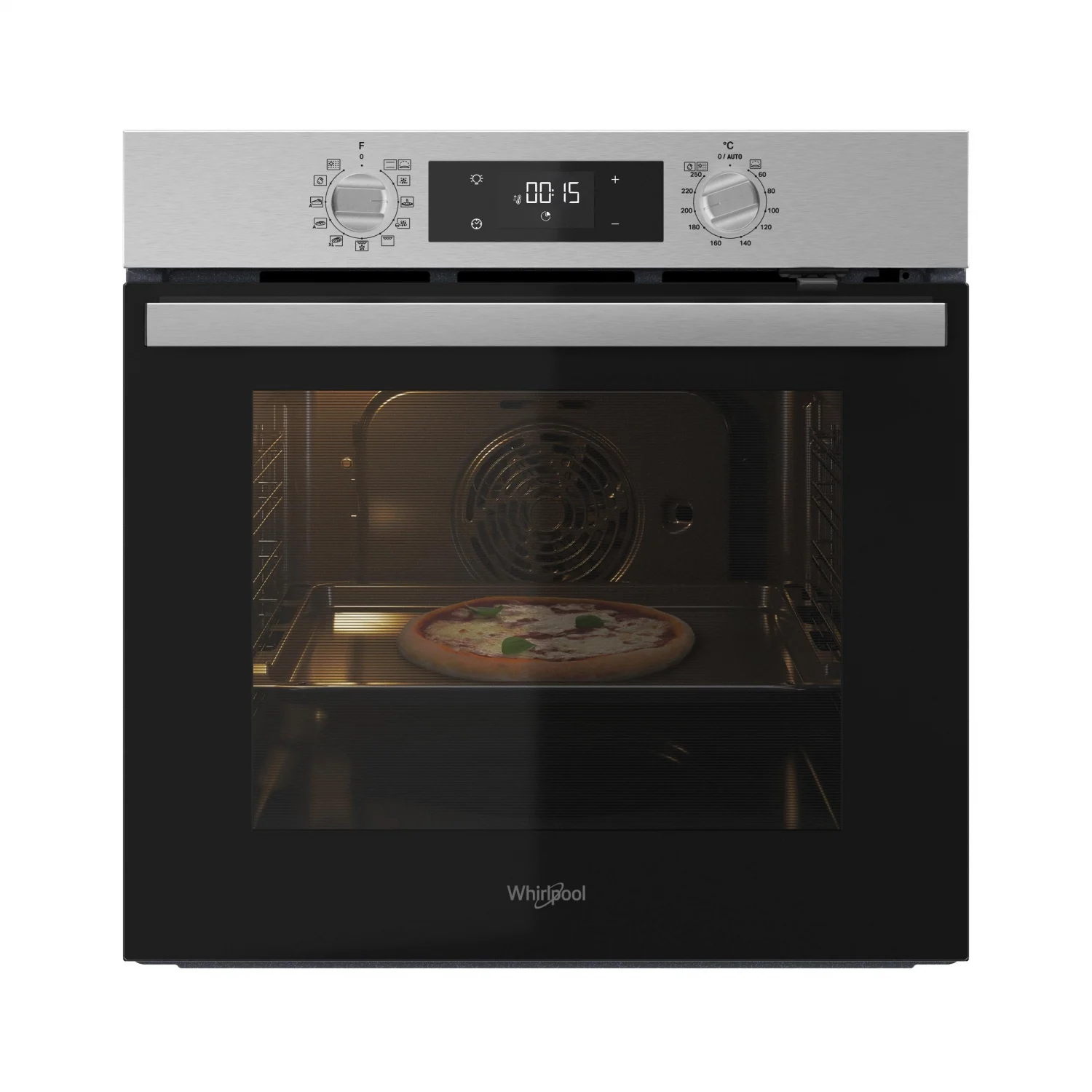 Whirlpool OMR58RR1X Multifunktionsbackofen, 2,2 kW, 71 l, Klapptür, 8 Kochfunktionen, Energieeffizienzklasse A+ – Edelstahl