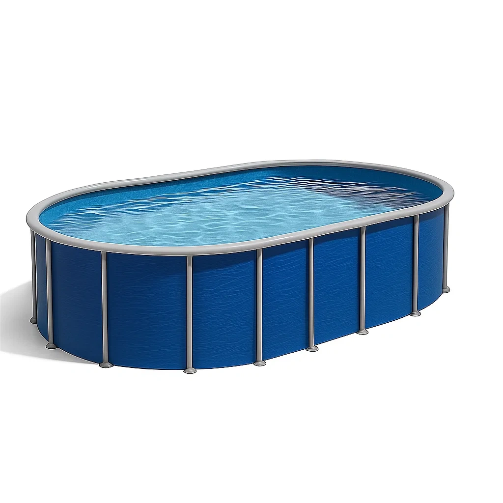 Piscine tubulaire ovale amovible en acier 418 x 243 x 98 cm bleue wdPjBPh130os