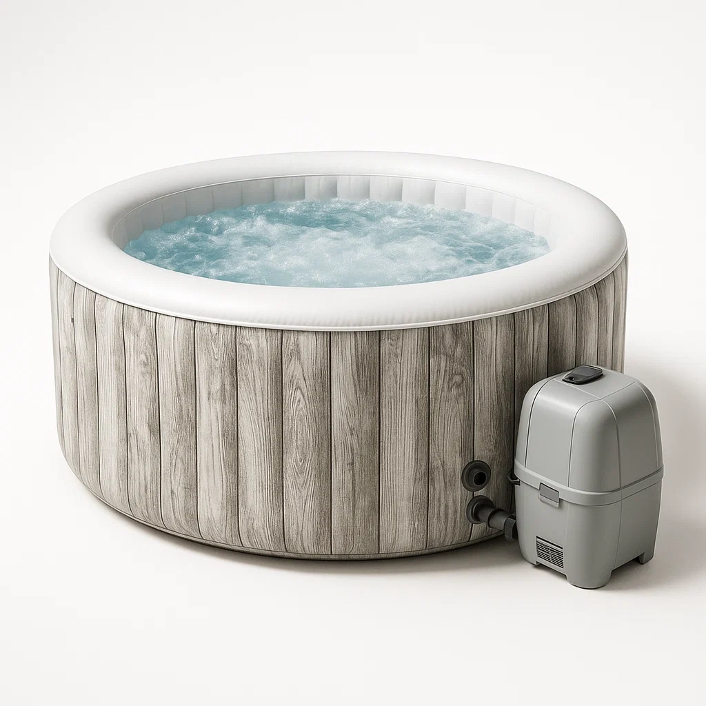 Spa gonflable 196 x 196 x 71 cm, 4 places, gris/blanc, forme ronde gCVkEoi368PC
