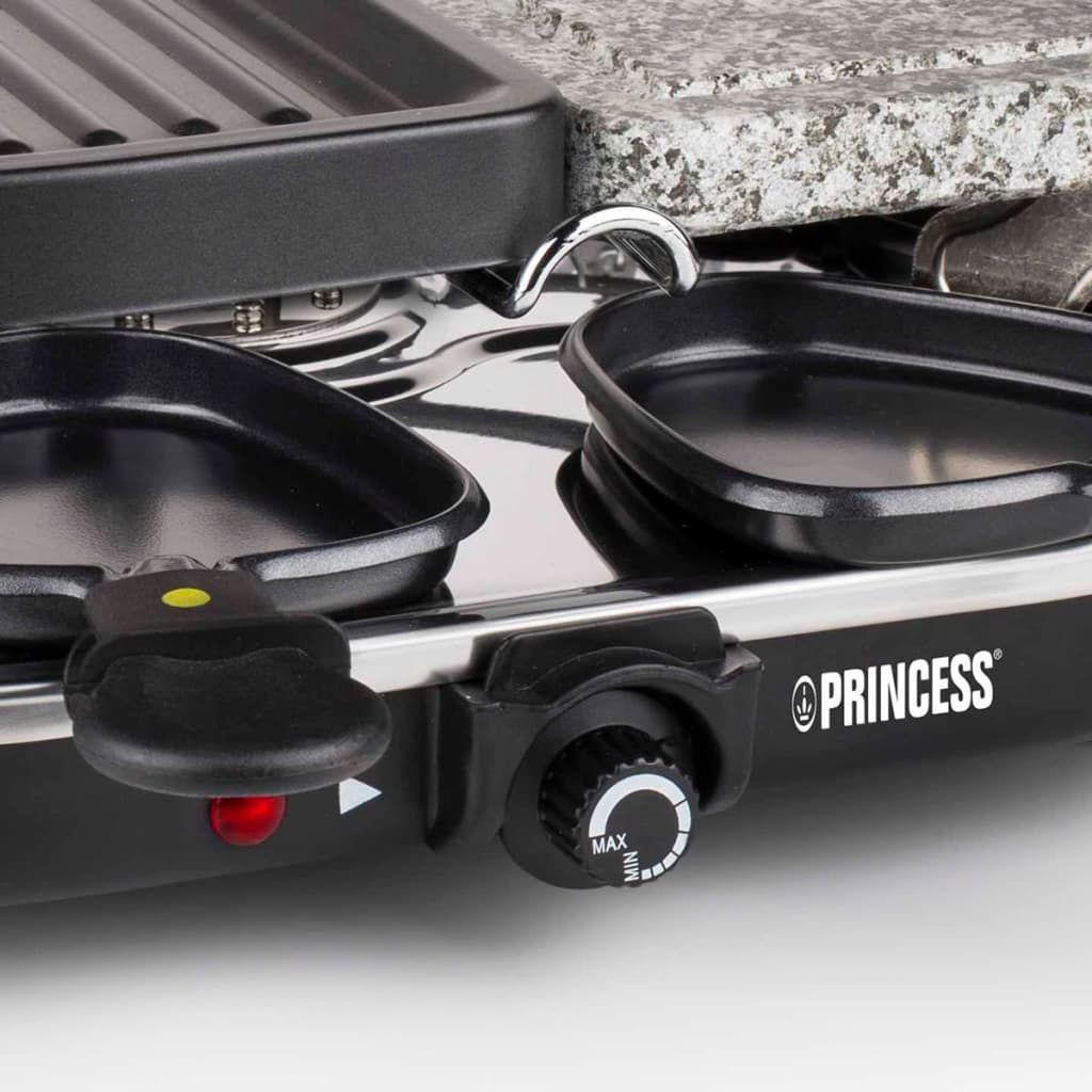 Raclette-Set mit Grillrost, ovalem Stein und 8 Pfannen, 1200 W, 162710 Princess