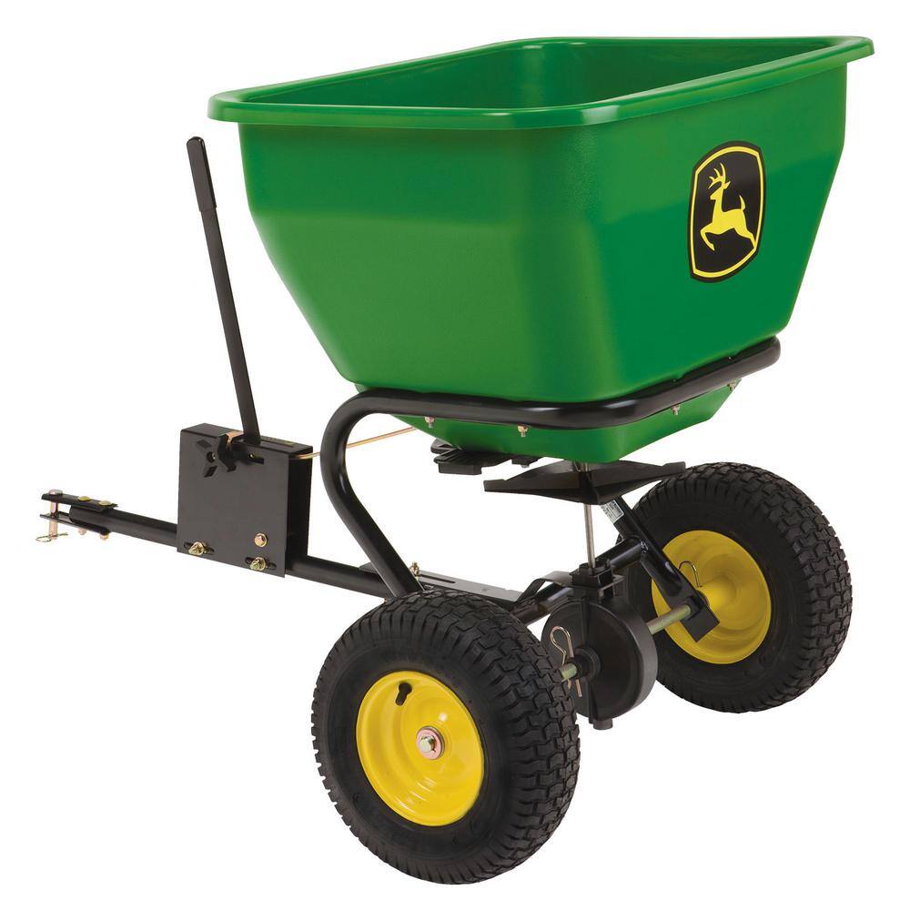 2025 John Deere bugserbar spreder, 175 lb. diffuser, rustbestandig polyethylenbeholder, universal pasform