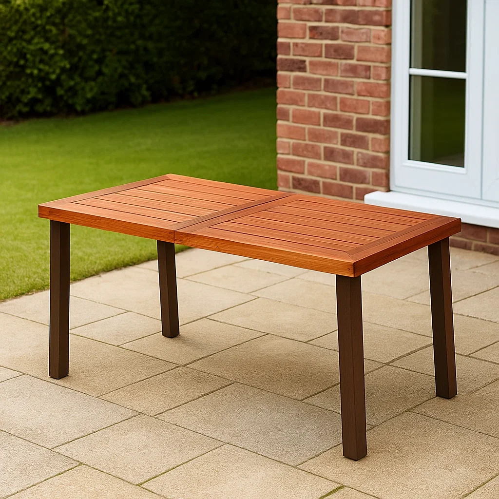 Table de jardin en bois marron, 172 x 81 x 76 cm