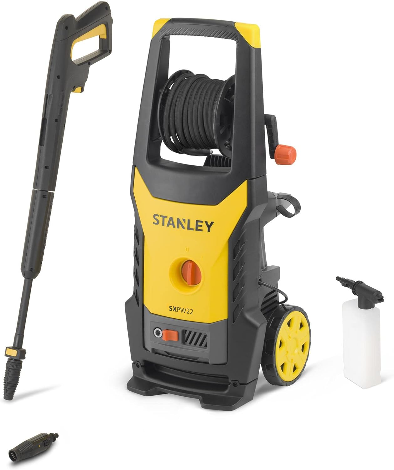 Stanley Hochdruckreiniger SXPW24BX | Hochdruck | für Fahrzeuge und Außenflächen | mit Flächenreiniger und feststehender Bürste | Maximaler Druck 170 bar | Maximale Fördermenge 500 l/h | Verbrauch