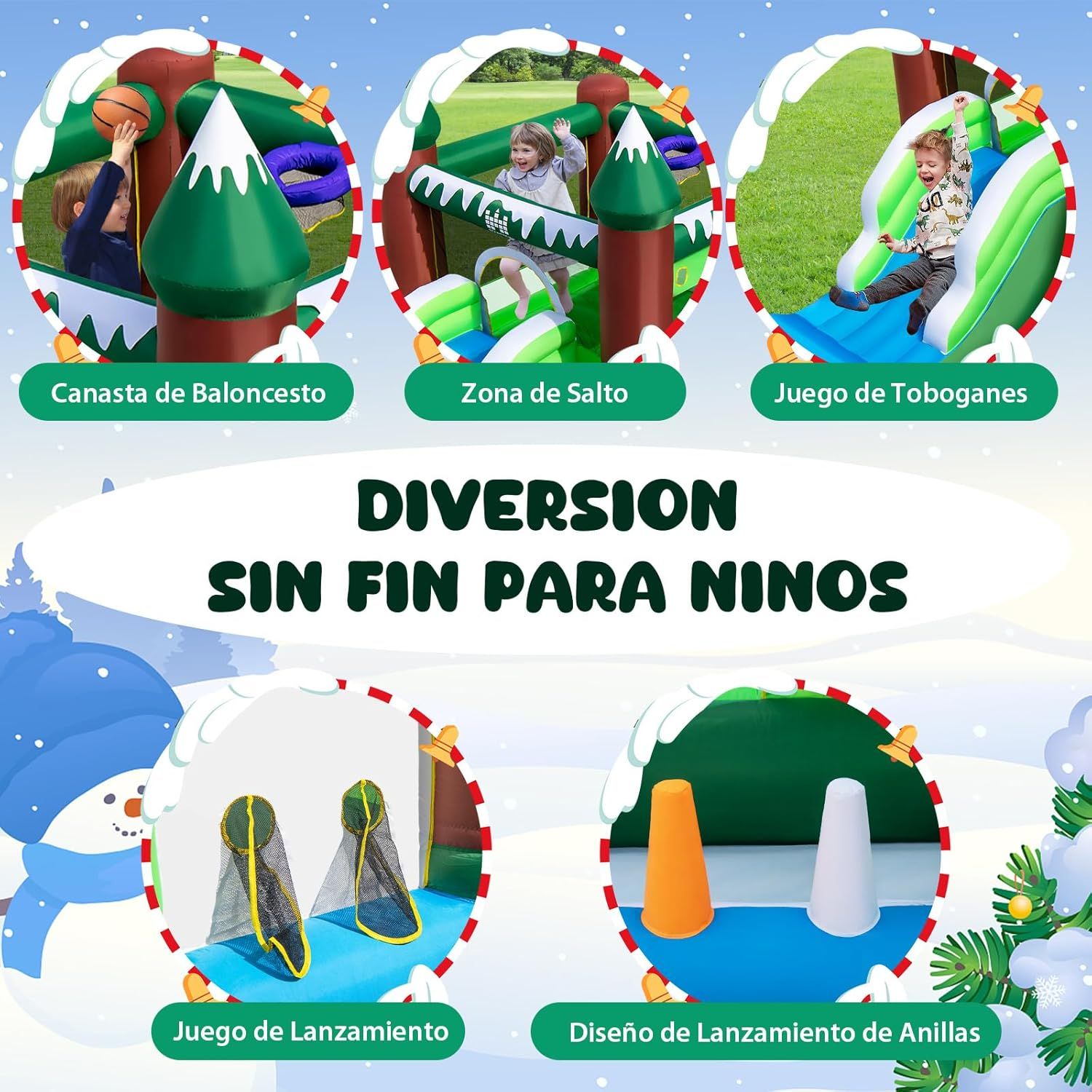 Aufblasbare Burg für Kinder von 3-10 Jahren, große aufblasbare Themenburg Costway 163 x 67 x 33 cm