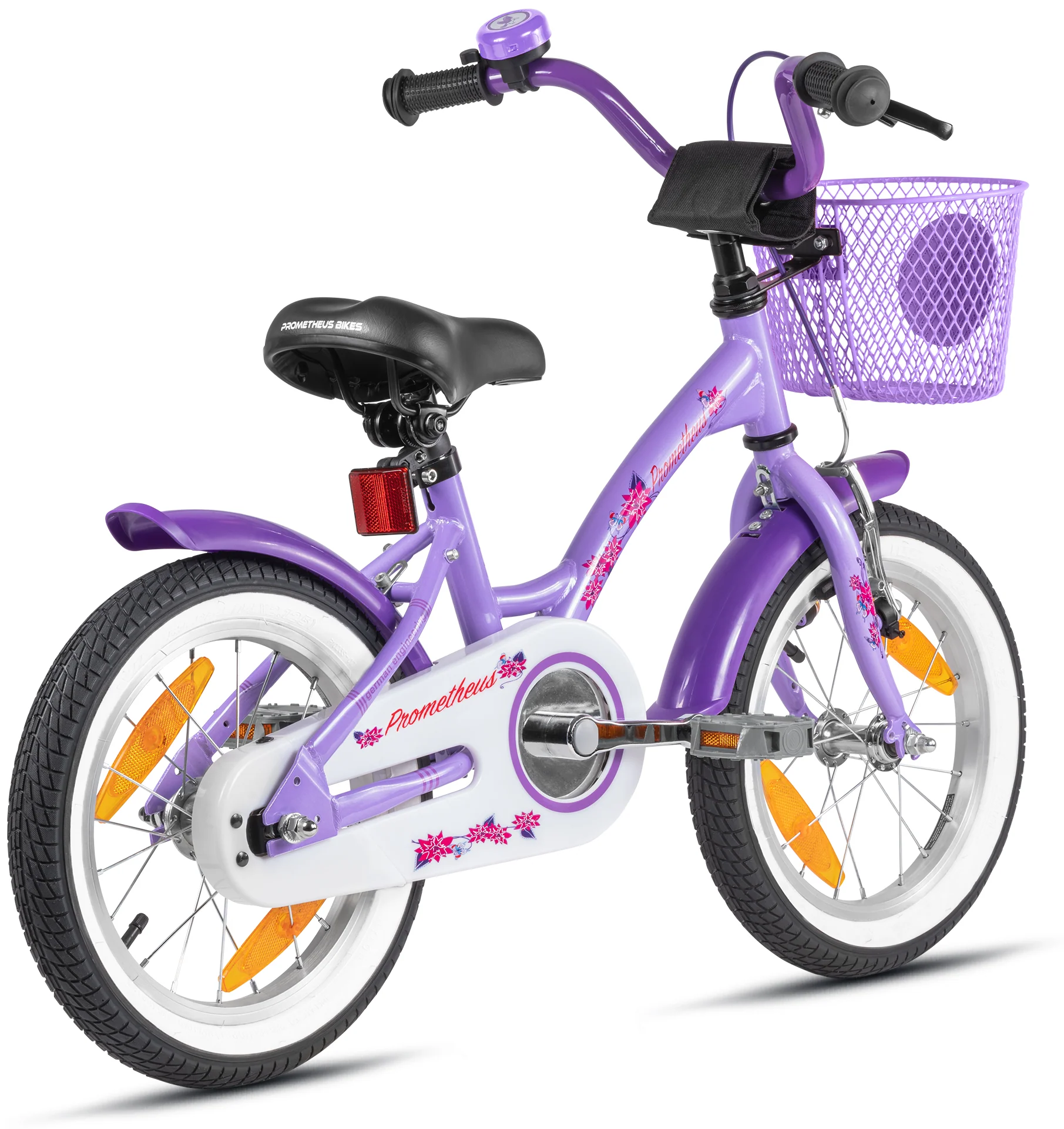 Vélo enfant 2025 de 14 pouces avec stabilisateurs. Violet et blanc. 3-4 ans.