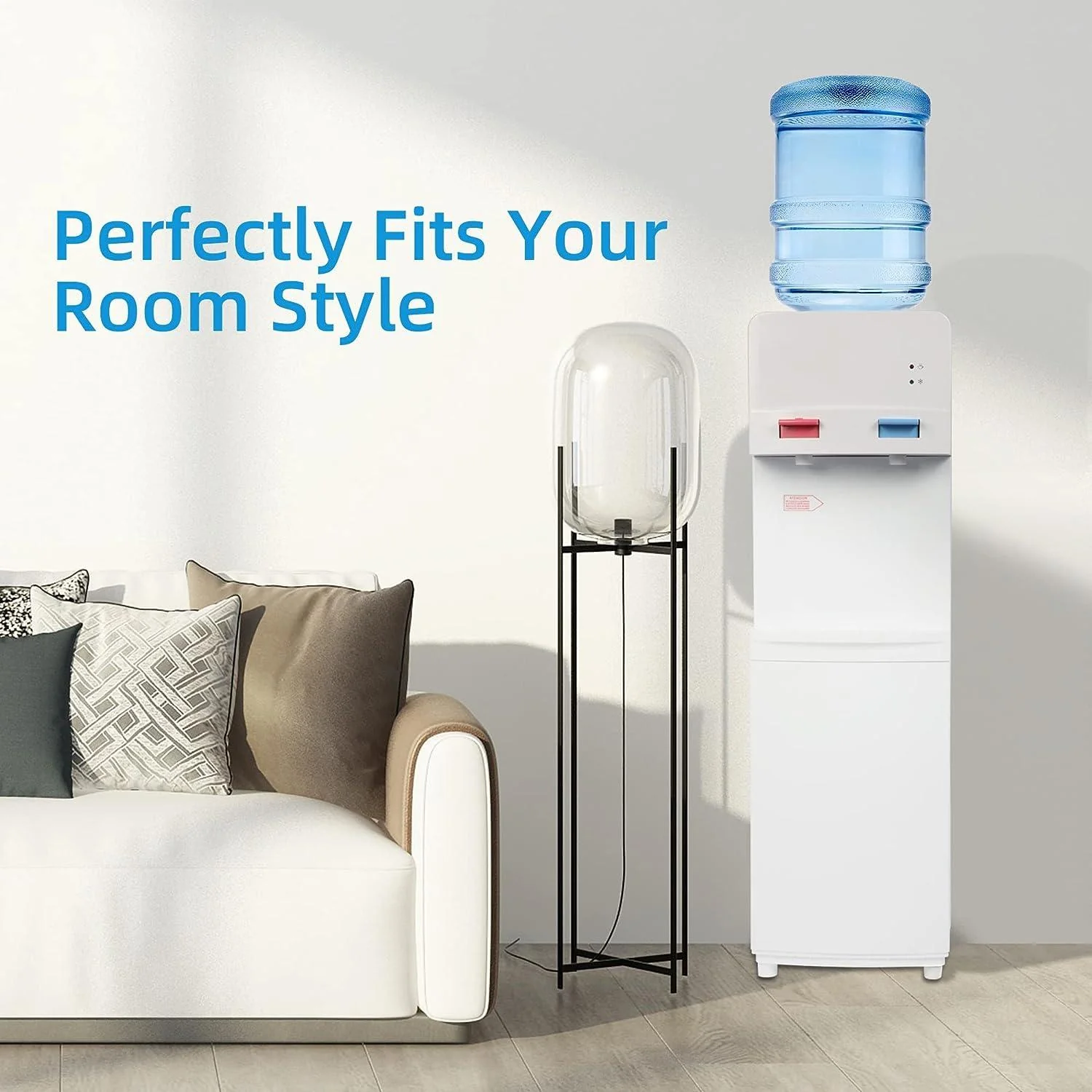 2025 Topbetjent vanddispenser til 3-5 gallon flasker – varmt og koldt vand med børnesikring – hvid