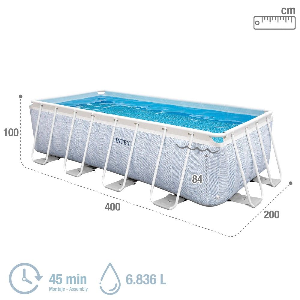 Intex Rechteckiger Chevron Prism Premium Pool mit abnehmbarem Einsatz, 400 x 200 x 100 cm, 6,836 l