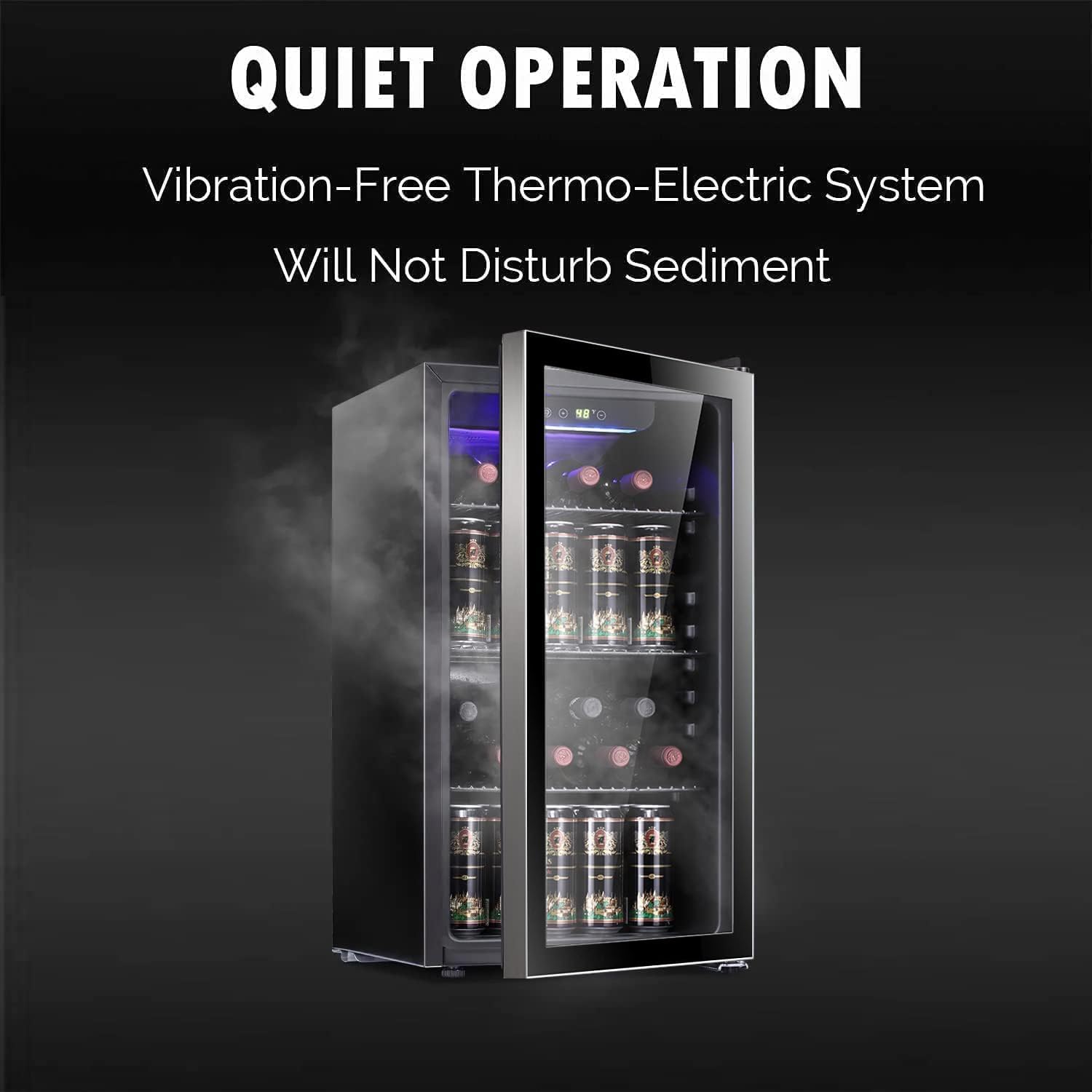 Cave à vin/réfrigérateur à boissons Antarctic Star 36 bouteilles, mini-cave à vin, réfrigérateur à bière et soda, fonctionnement silencieux avec compresseur, température réglable, autonome, noir, 4,4 pi³