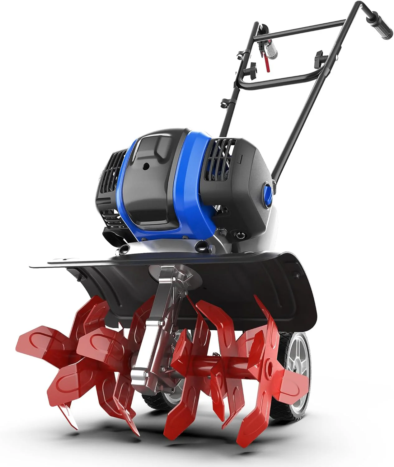 53cc havekultivator – 15-tommer minikultivator med aftageligt, forstærket håndtag. Jordbearbejdningsværktøj til græsplæner, haver og marker.