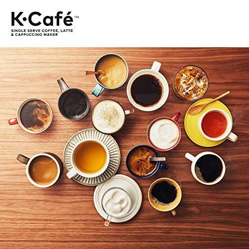 Keurig K-Cafe kaffemaskine til én kop, til kaffe, latte og cappuccino, inklusive skummer, tåler opvaskemaskine, shotkapacitet, kompatibel med alle K-Cup-kapsler, mørk trækul