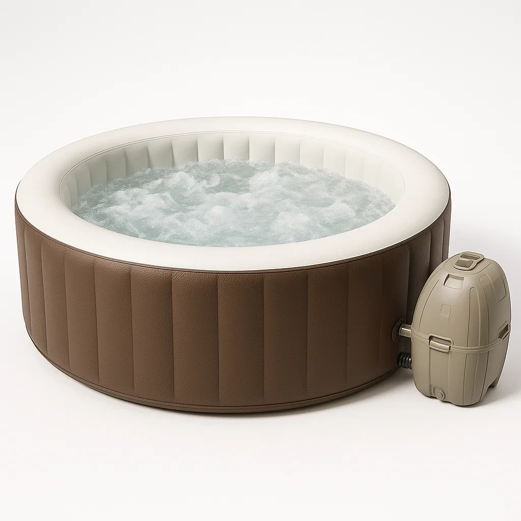 Spa gonflable 180x180x71 cm 4 personnes rond marron/blanc DkbheZi377ms