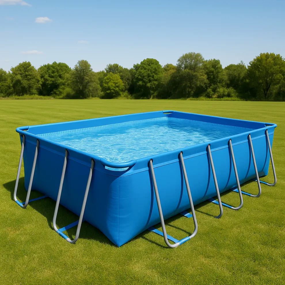 Piscine tubulaire rectangulaire amovible, bleu foncé, en métal et PVC, pour jardin et extérieur, 549 x 274 x 122 cm, référence pKYdVbA646NH