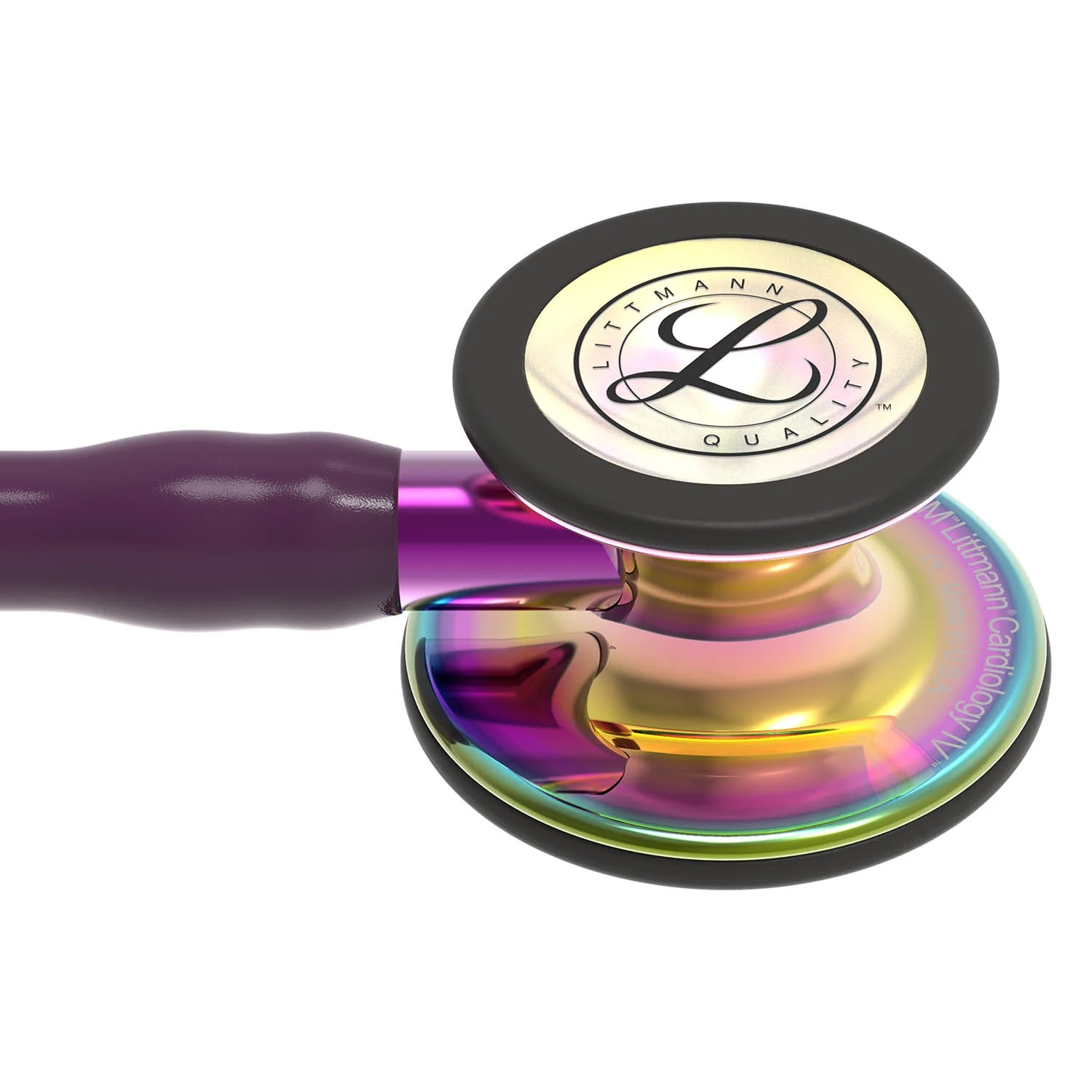 2025 Littmann Cardiology IV diagnostisk stetoskop: Regnbue- og blommefarvet glansfinish – lilla slange 6239