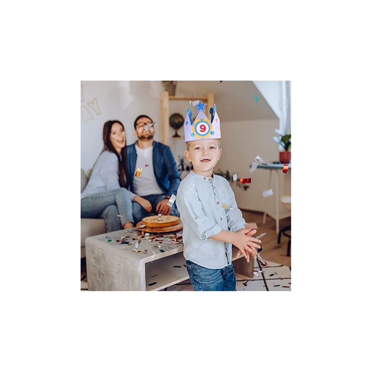 Blå fødselsdagskrone med udskiftelige tal - Børnespil og legetøj