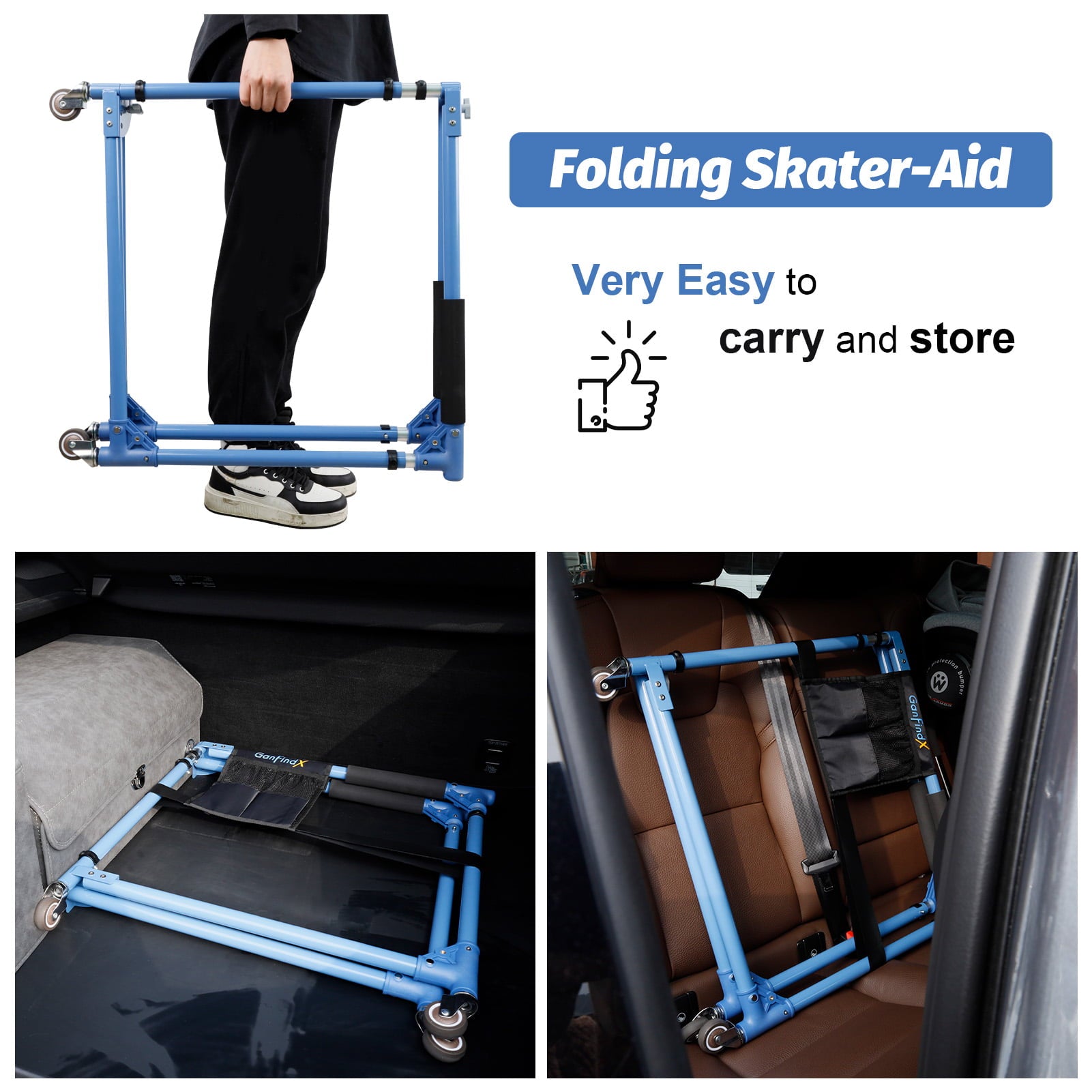 Sammenklappelig skøjtehjælp til børn – Højdejusterbar støtte til begyndere