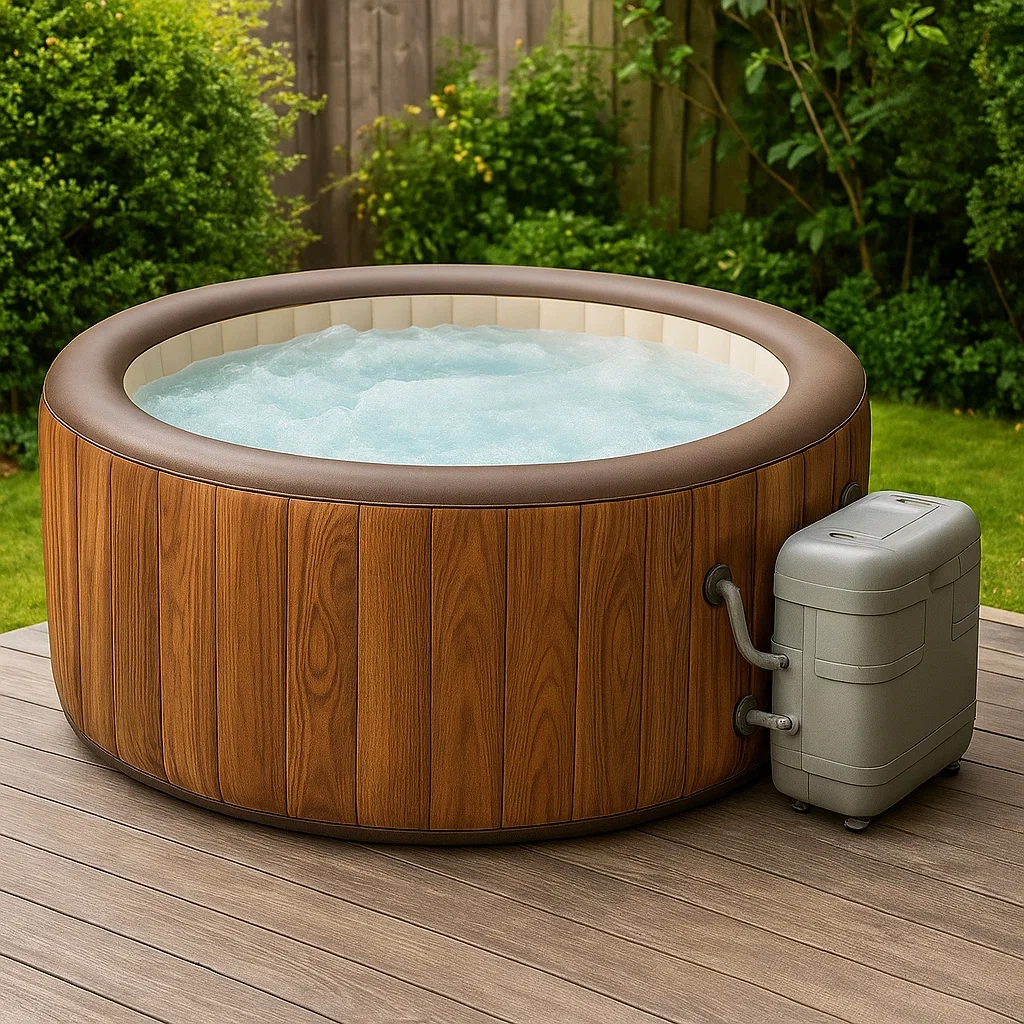 Spa gonflable 196 x 196 x 71 cm, 4 places, rond, marron/blanc gEJaGxC315Wq