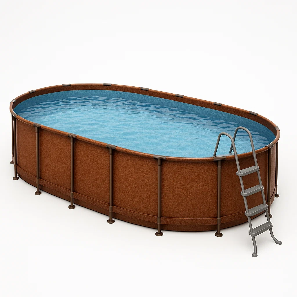 Piscine ovale tubulaire en acier démontable 418 x 243 x 98 cm marron/bleu ZLYBIbo136xr