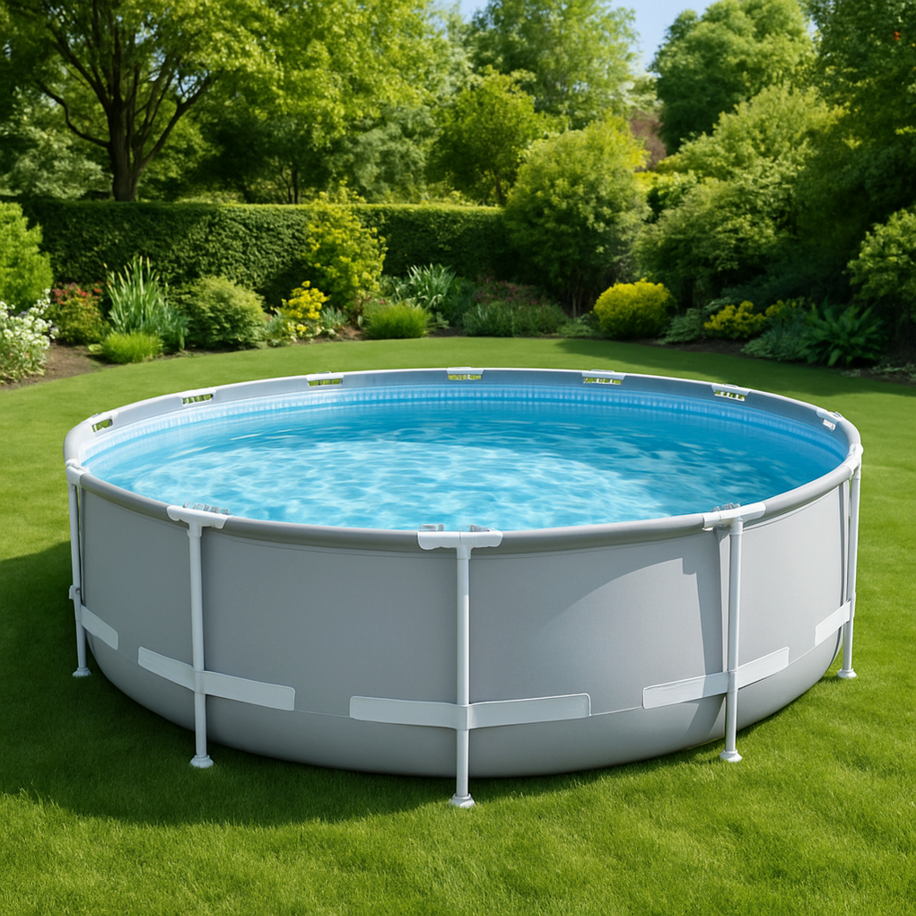 Piscine tubulaire ronde 366 x 76 cm grise vCGnnPg469sa