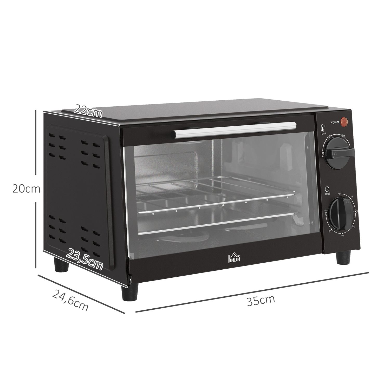 Homcom 9L 750W Mini-Elektrobackofen mit einstellbarer Temperatur