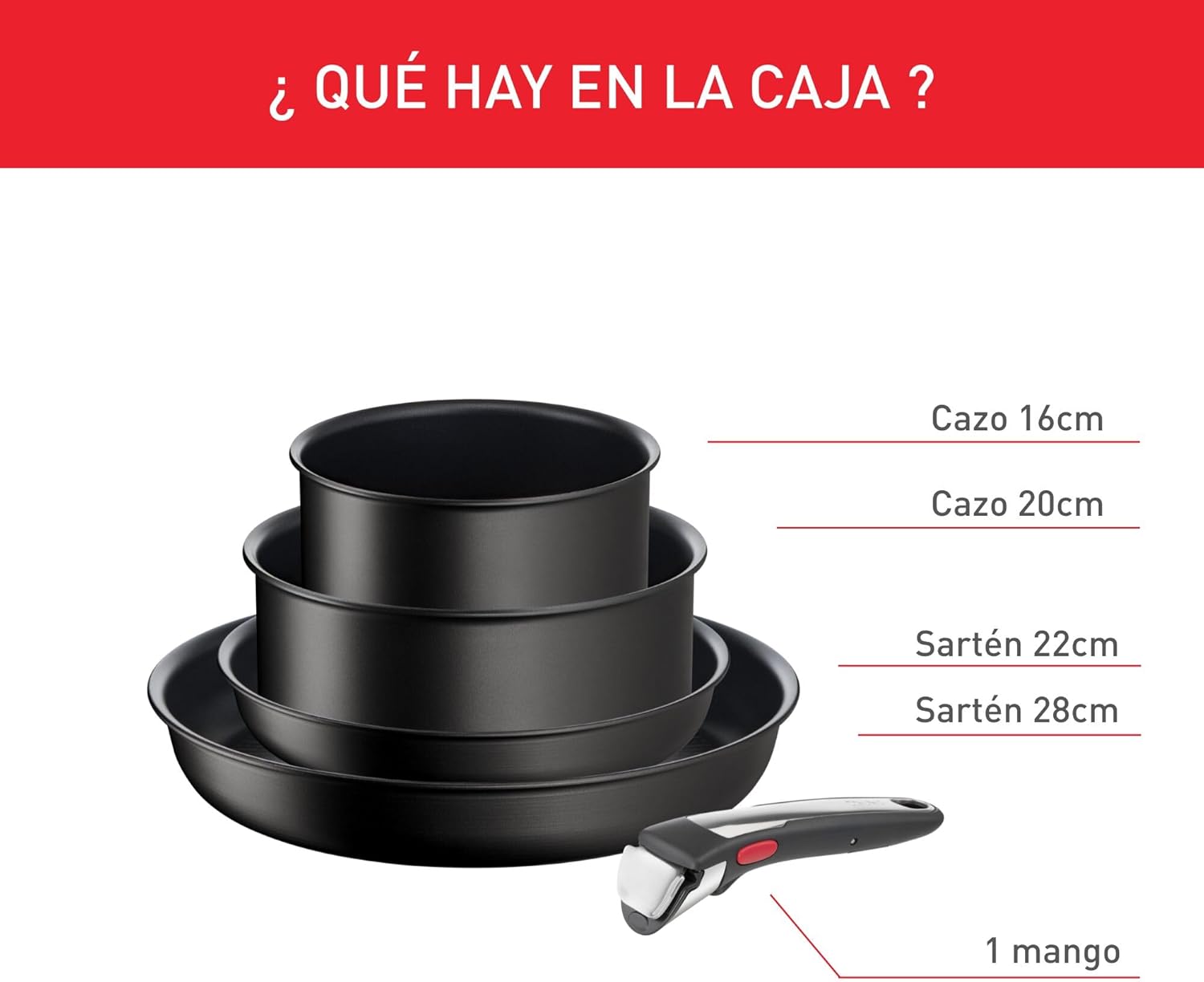 Tefal Ingenio Unlimited On – 3er-Set Töpfe (16/18/20 cm) + abnehmbarer Griff | Induktionsgeeignet, antihaftbeschichtet, mit Titanbeschichtung, Thermo-Signal, PFOA-frei, spülmaschinen- und ofenfest