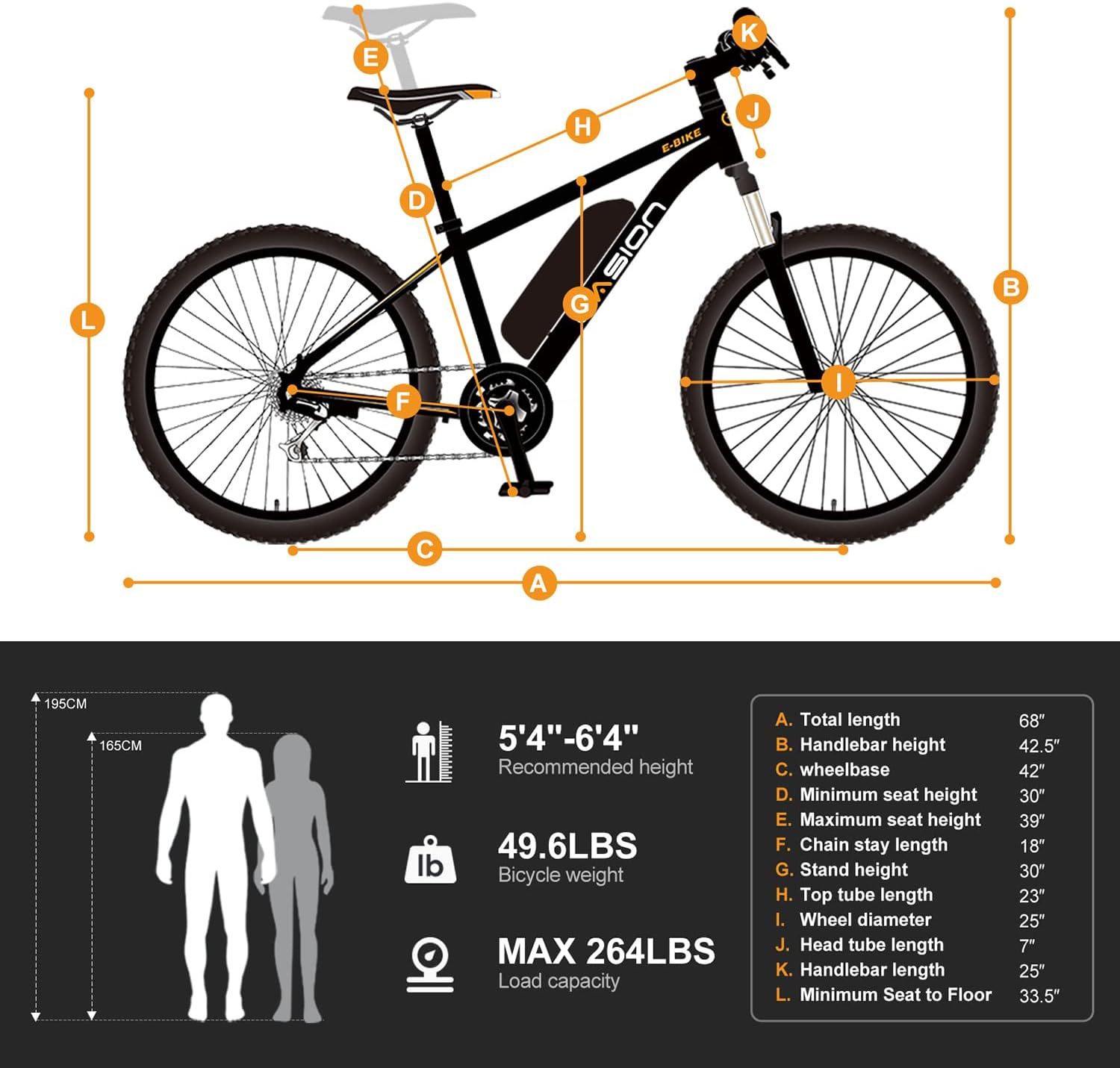 Vélo électrique Jasion EB5 pour adultes avec batterie amovible de 360 ​​Wh, 64 km, 32 km/h, VTT électrique de ville avec moteur de 350 W, 7 vitesses, pneus de 26 pouces et suspension avant.